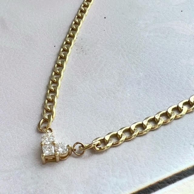 14K Gold Heart Pendant Choker with 0.5 Carat Lab Grown Diamonds