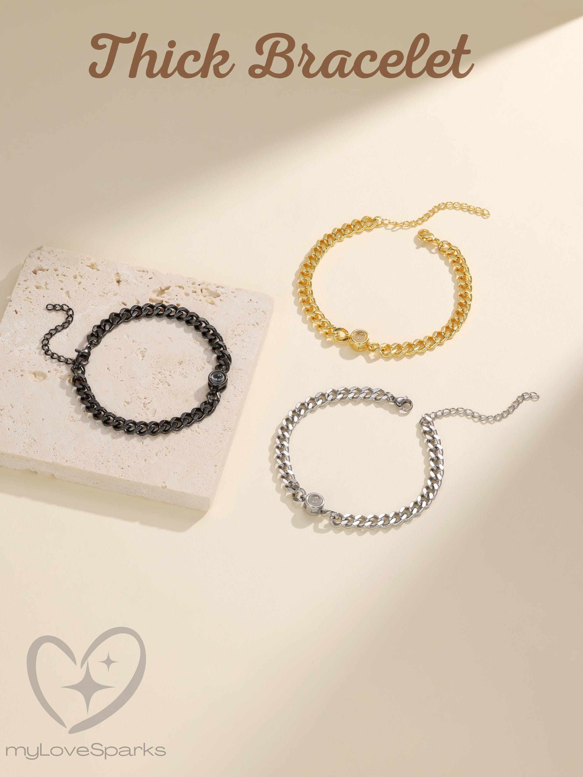 Personalized Photo Projection Bracelet Set of 2 for Couples