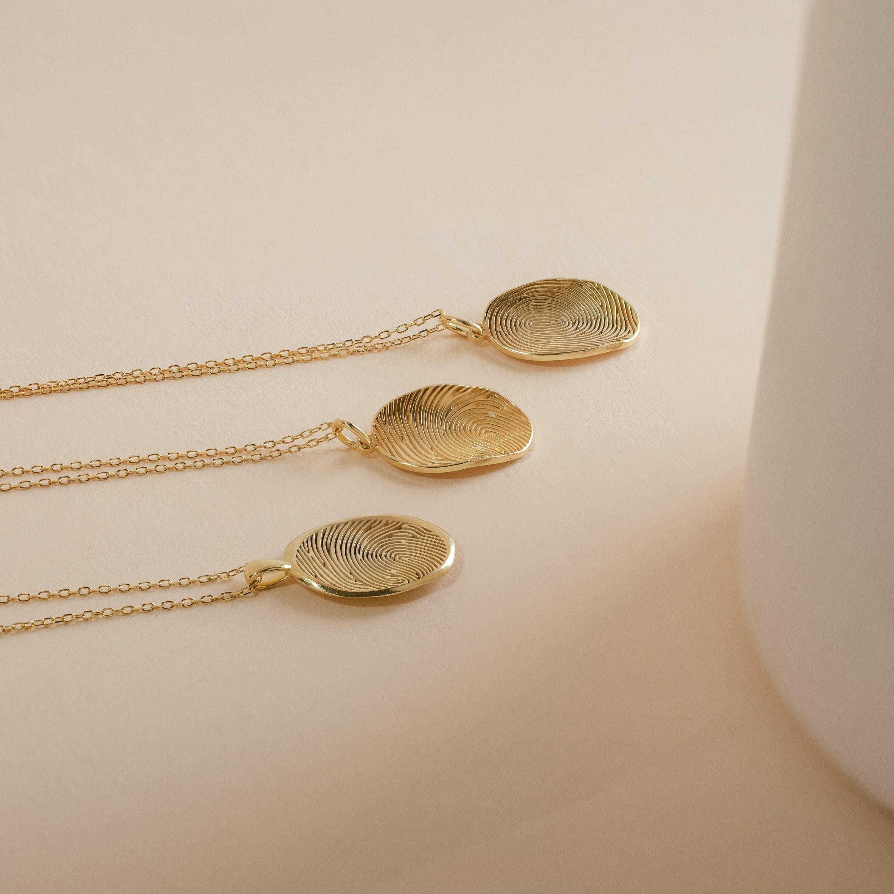 Deeply Engraved Fingerprint Memorial Necklace in 925 Sterling Silver