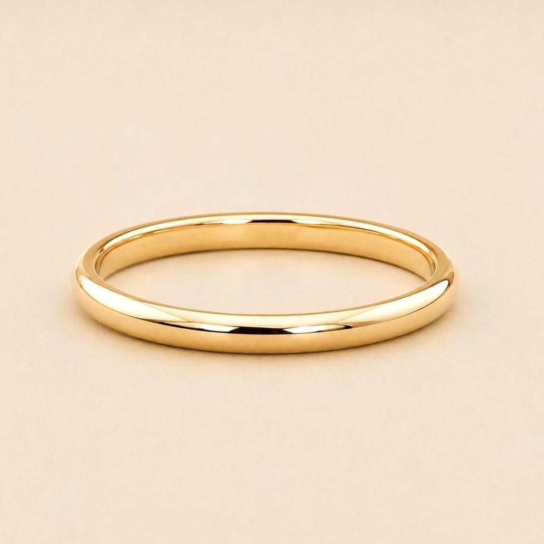 14K Solid Gold 2mm Dome Wedding Band