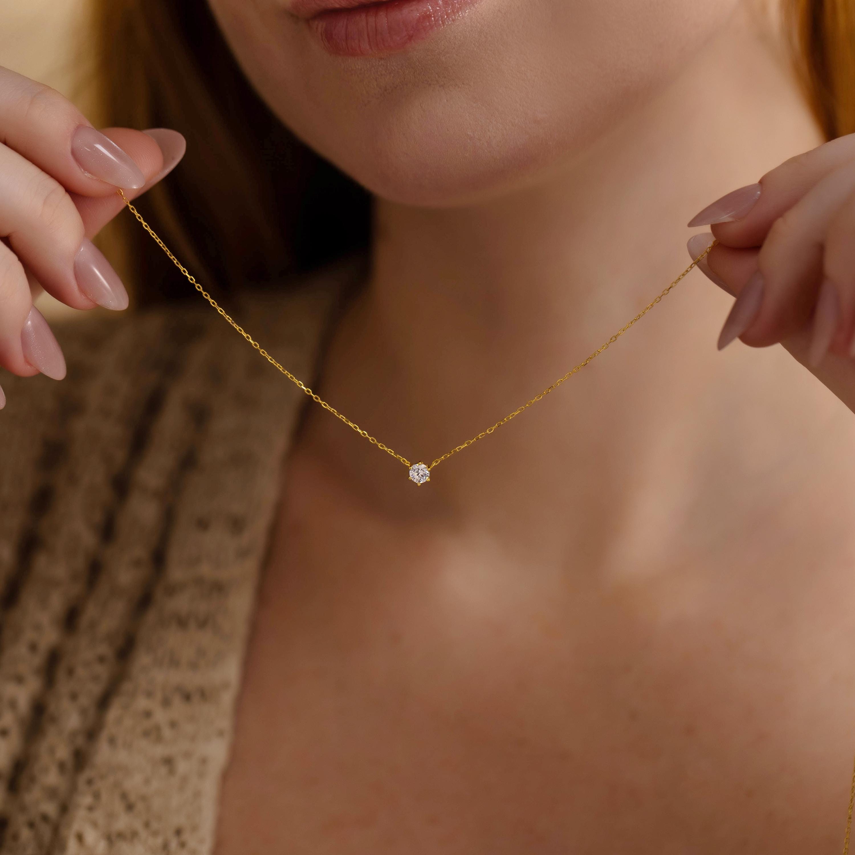 Gold Finish Stainless Steel Cubic Zirconia Choker Necklace