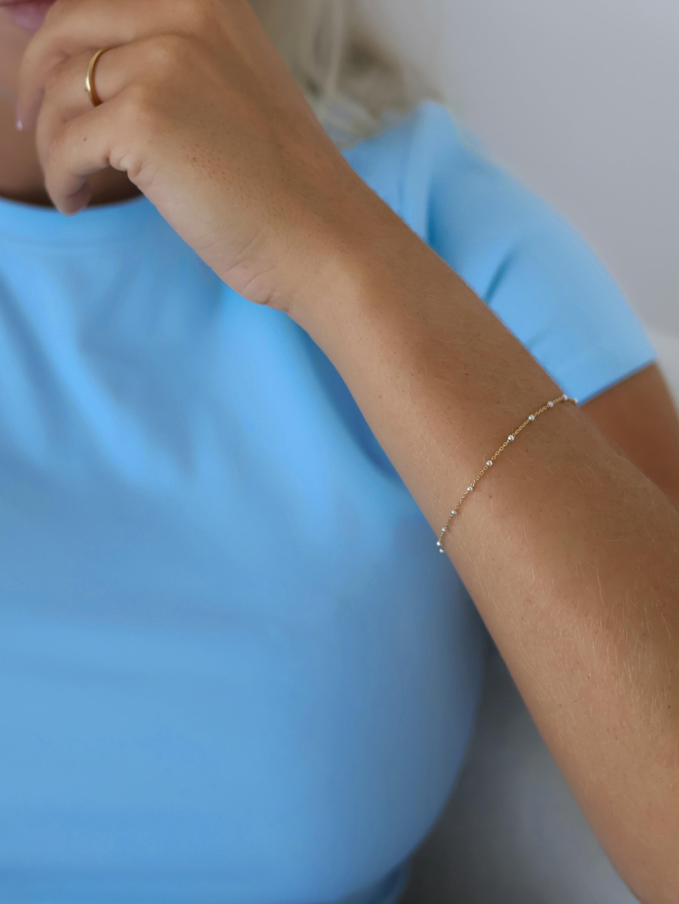 14K Gold Filled Satellite Bracelet with Sterling Silver Beads