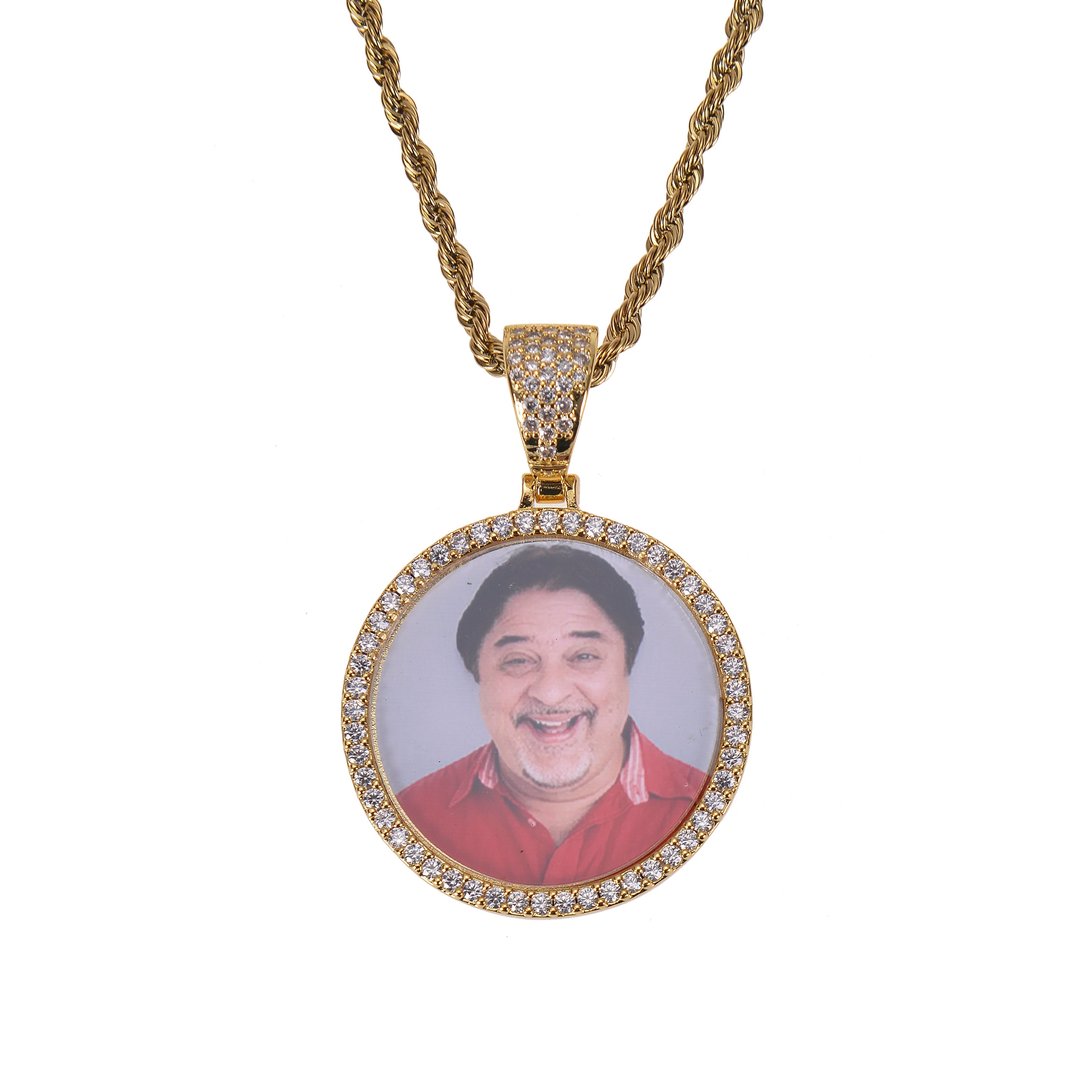 Personalized Angel Wings Photo Pendant Necklace with Diamond Detailing
