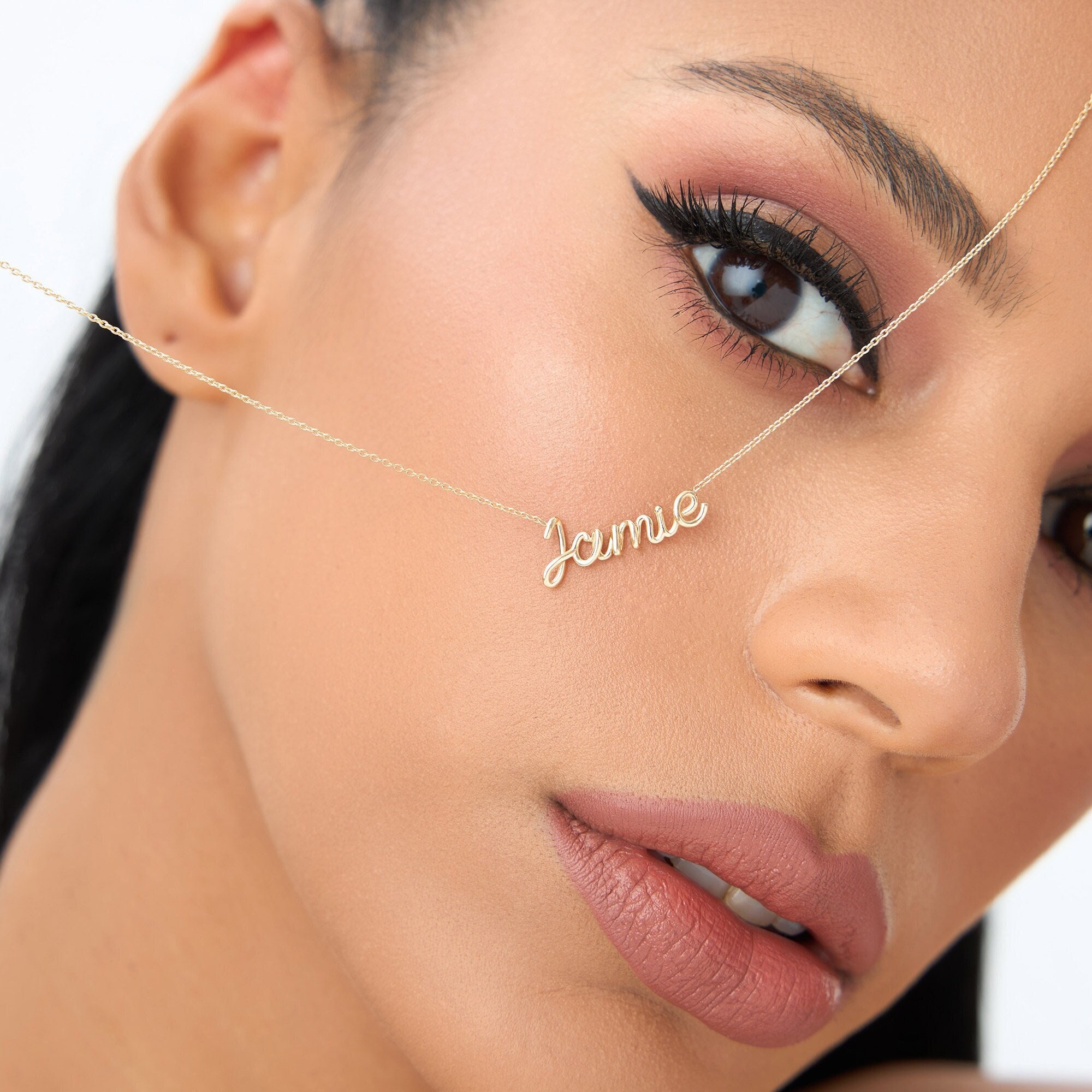 14K Solid Gold Script Name Necklace