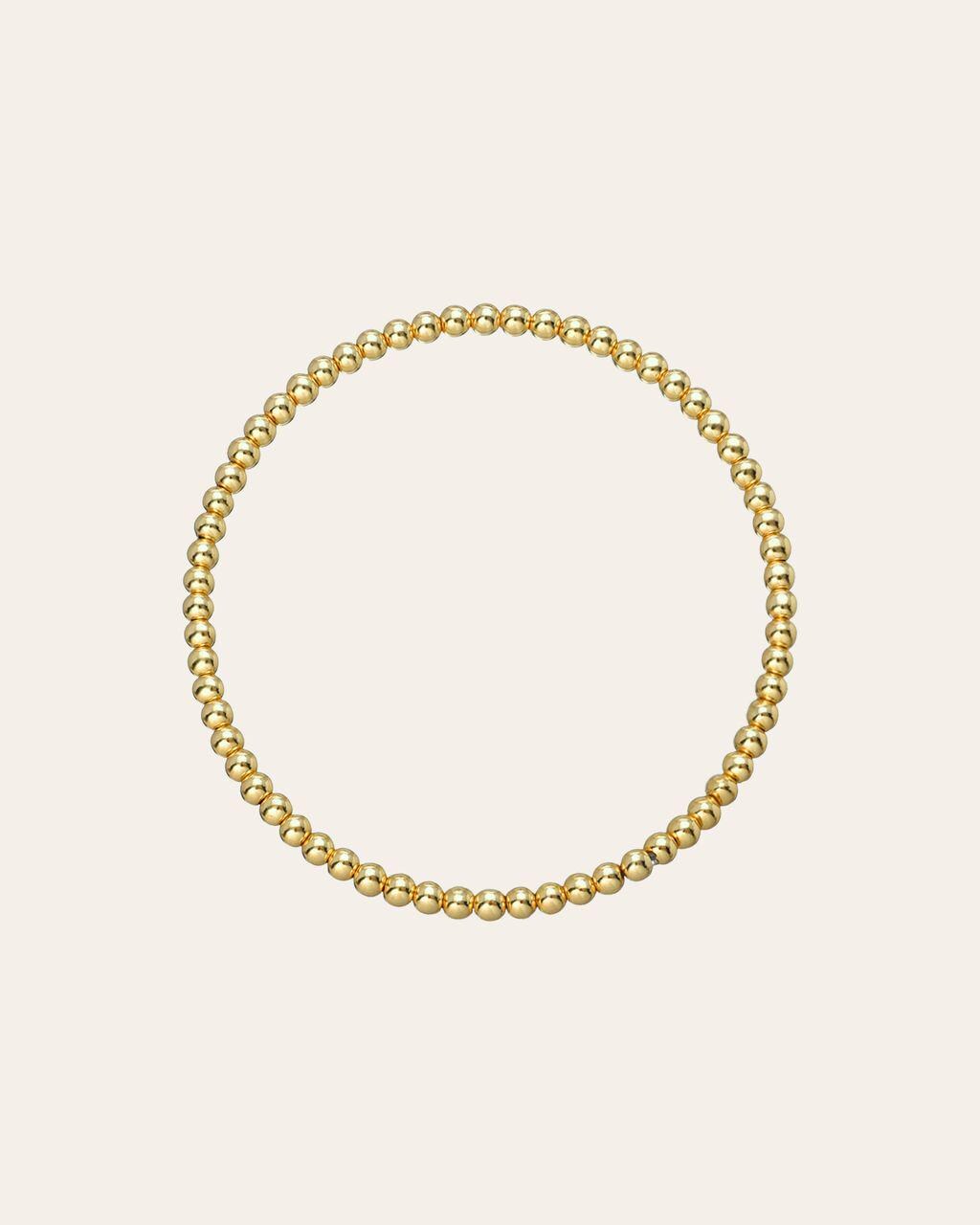 14K Gold 3 mm Bead Stretch Bracelet
