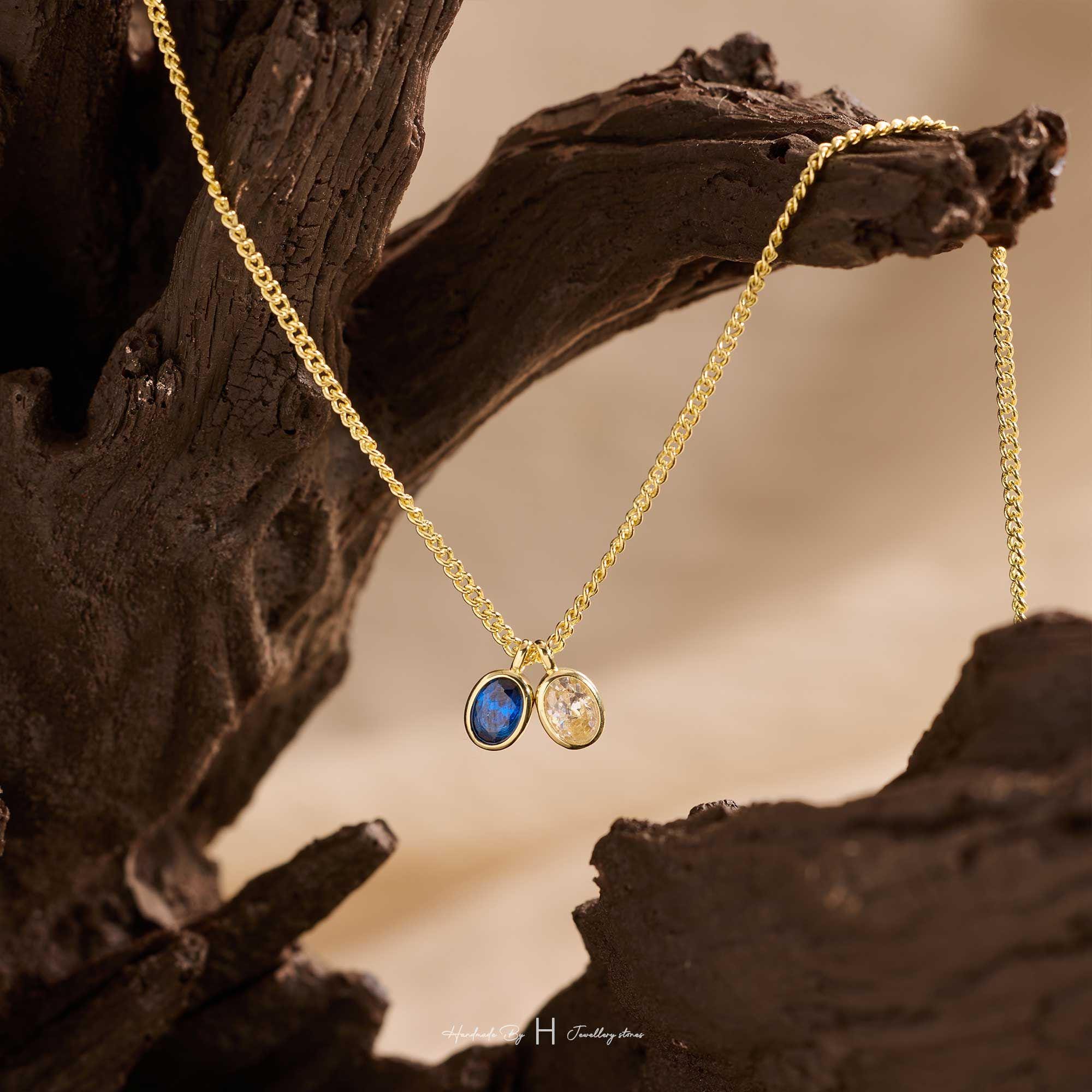 Custom Birthstone Necklace for Dad with Copper Pendant and Zircon Stone