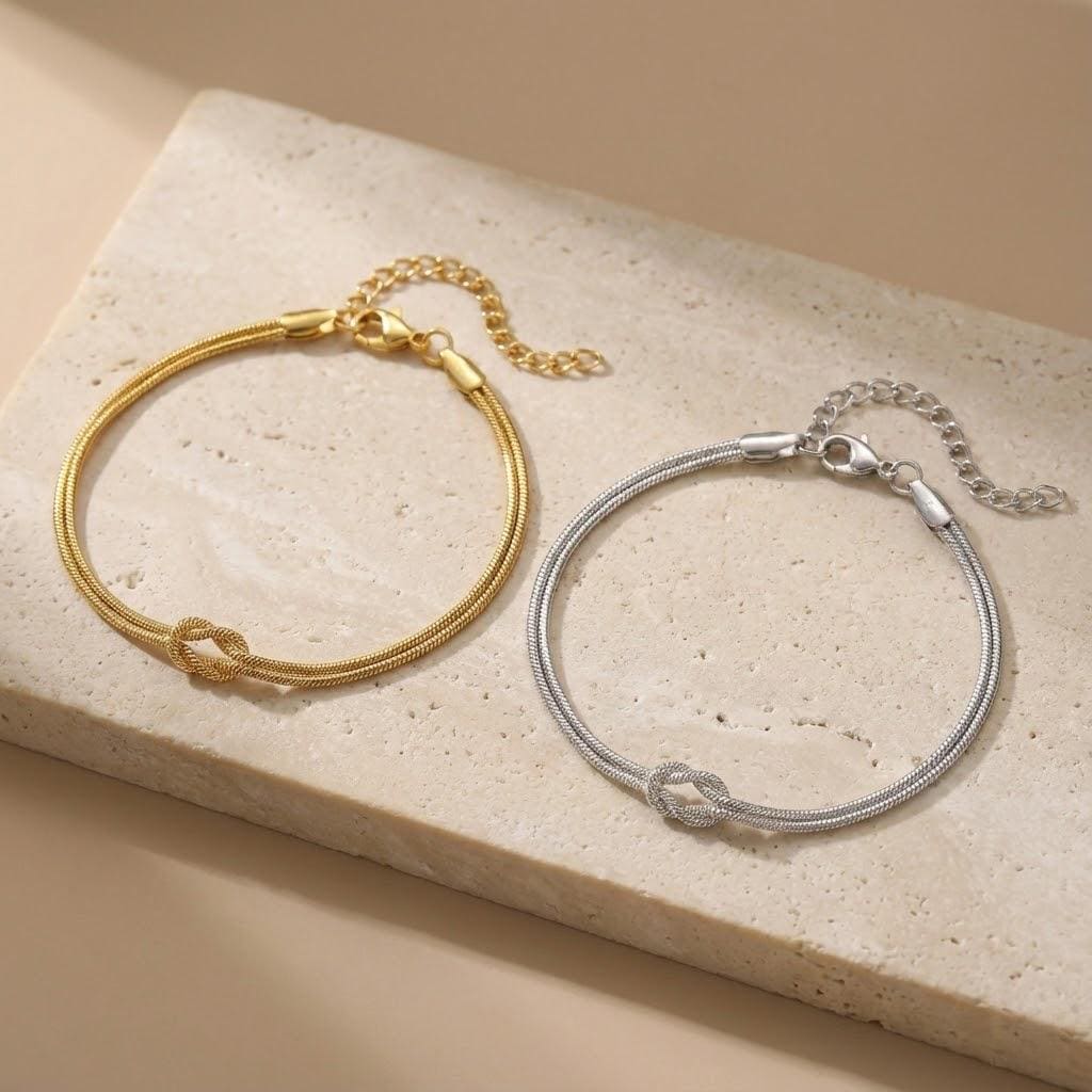 Love Knot Bracelet for Couples in Plated Stainless Steel