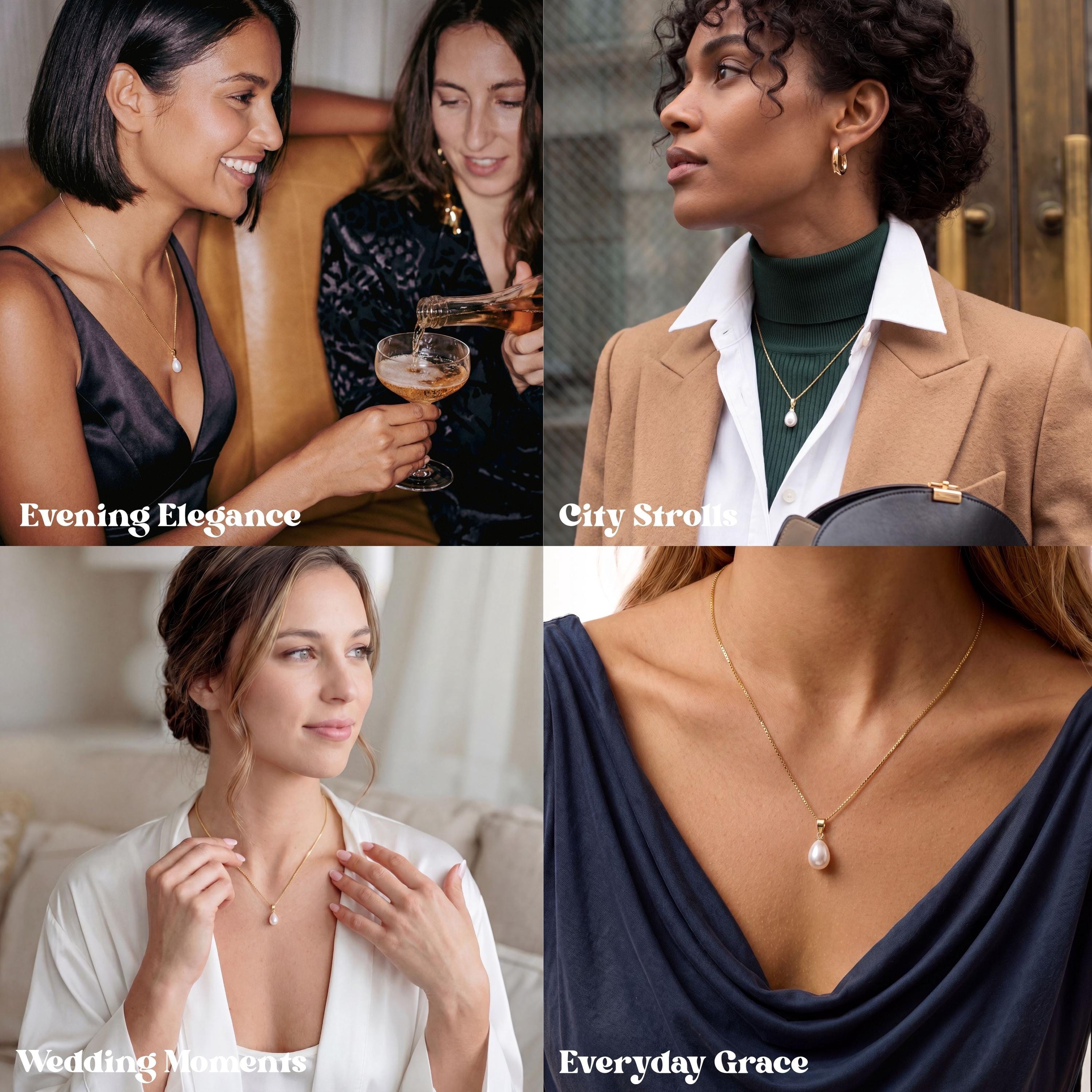 Minimalist Freshwater Pearl Drop Necklace in Sterling Silver