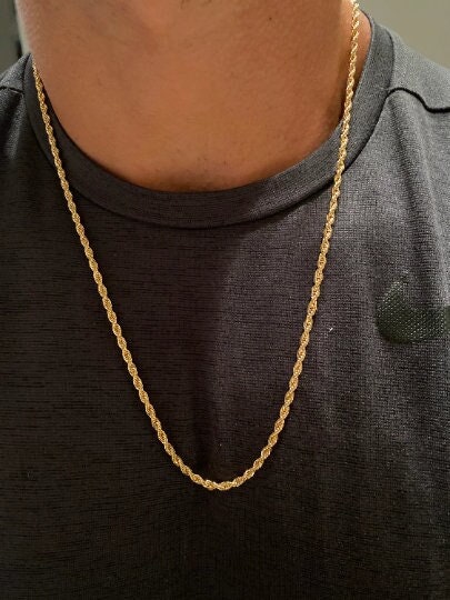 18K Gold Filled Men's Rope Chain Necklace in 3 mm Width