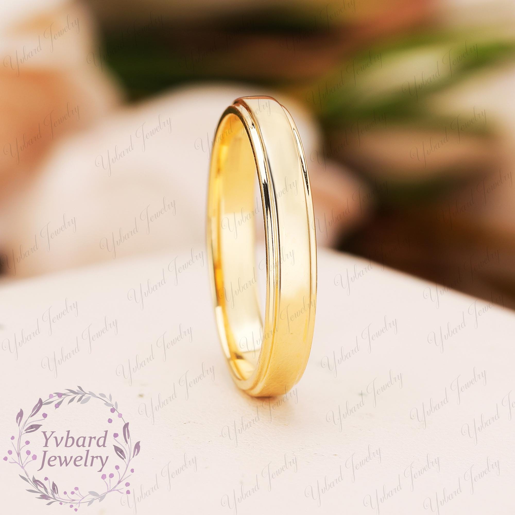 Solid Gold Comfort Fit Wedding Band in 10K 14K or 18K Yellow Gold