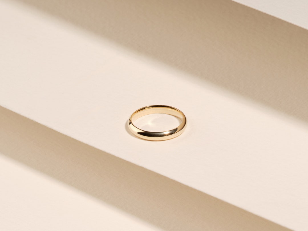 3mm Solid Gold Dome Wedding Band