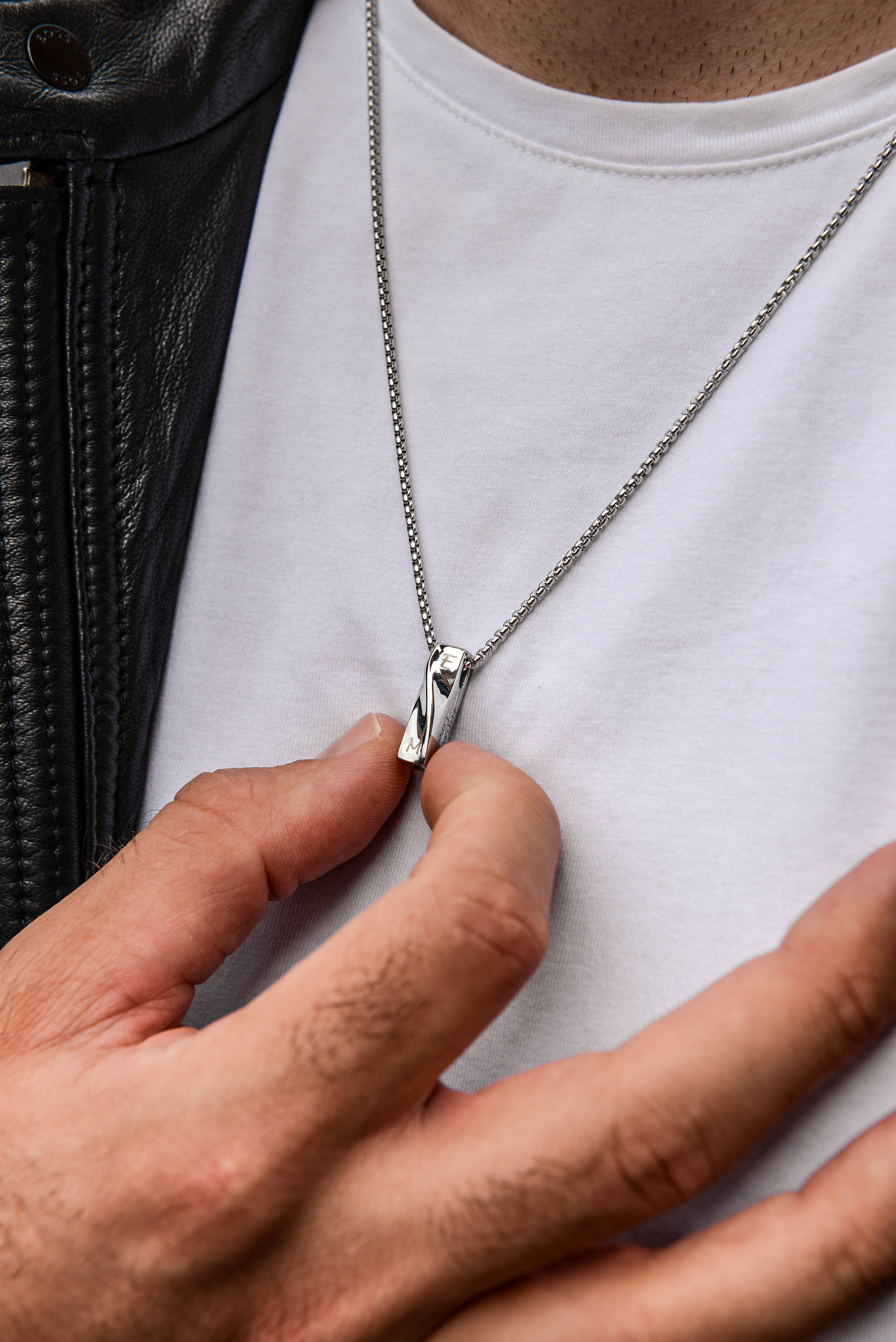 Custom Engraved Men's Bar Necklace in Stainless Steel with Hidden Engraving
