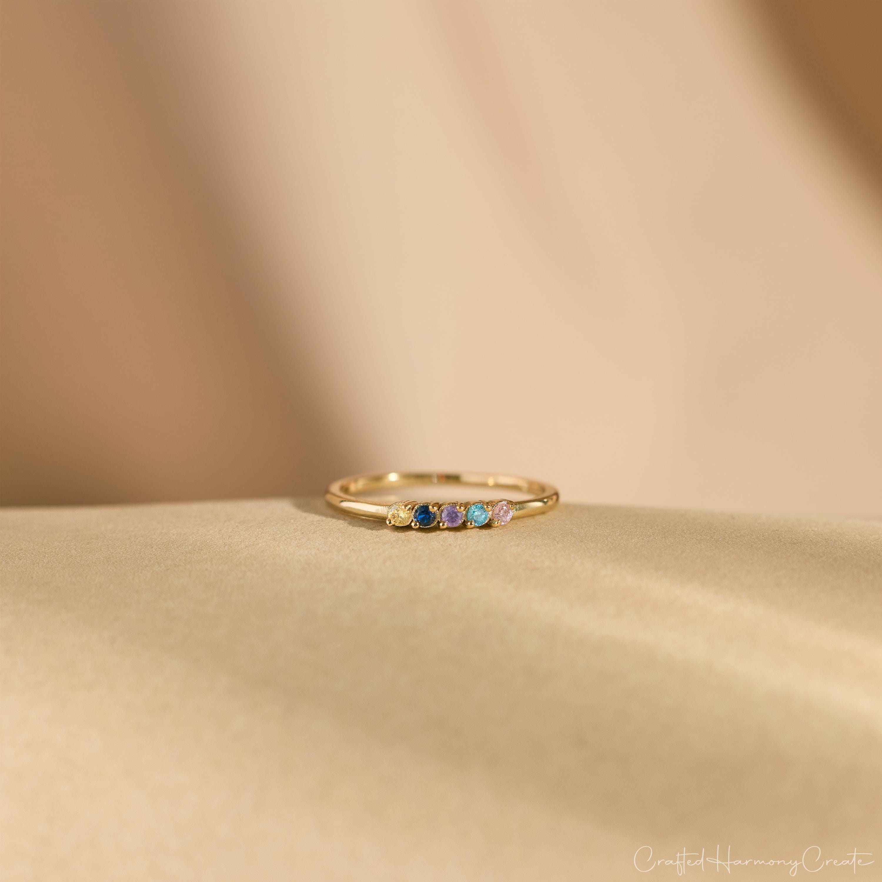Personalized Multiple Round Birthstone Ring