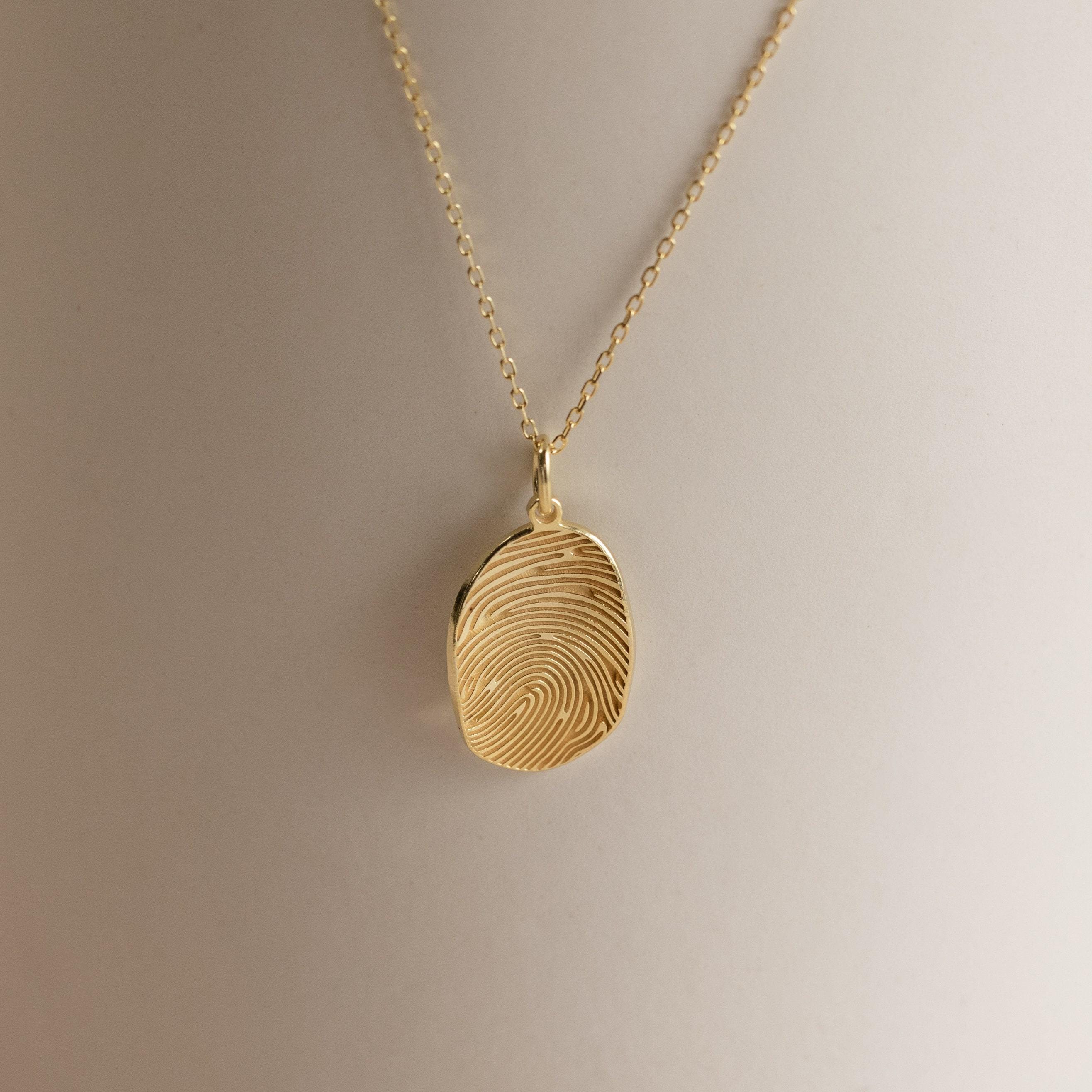 Deeply Engraved Fingerprint Memorial Necklace in 925 Sterling Silver