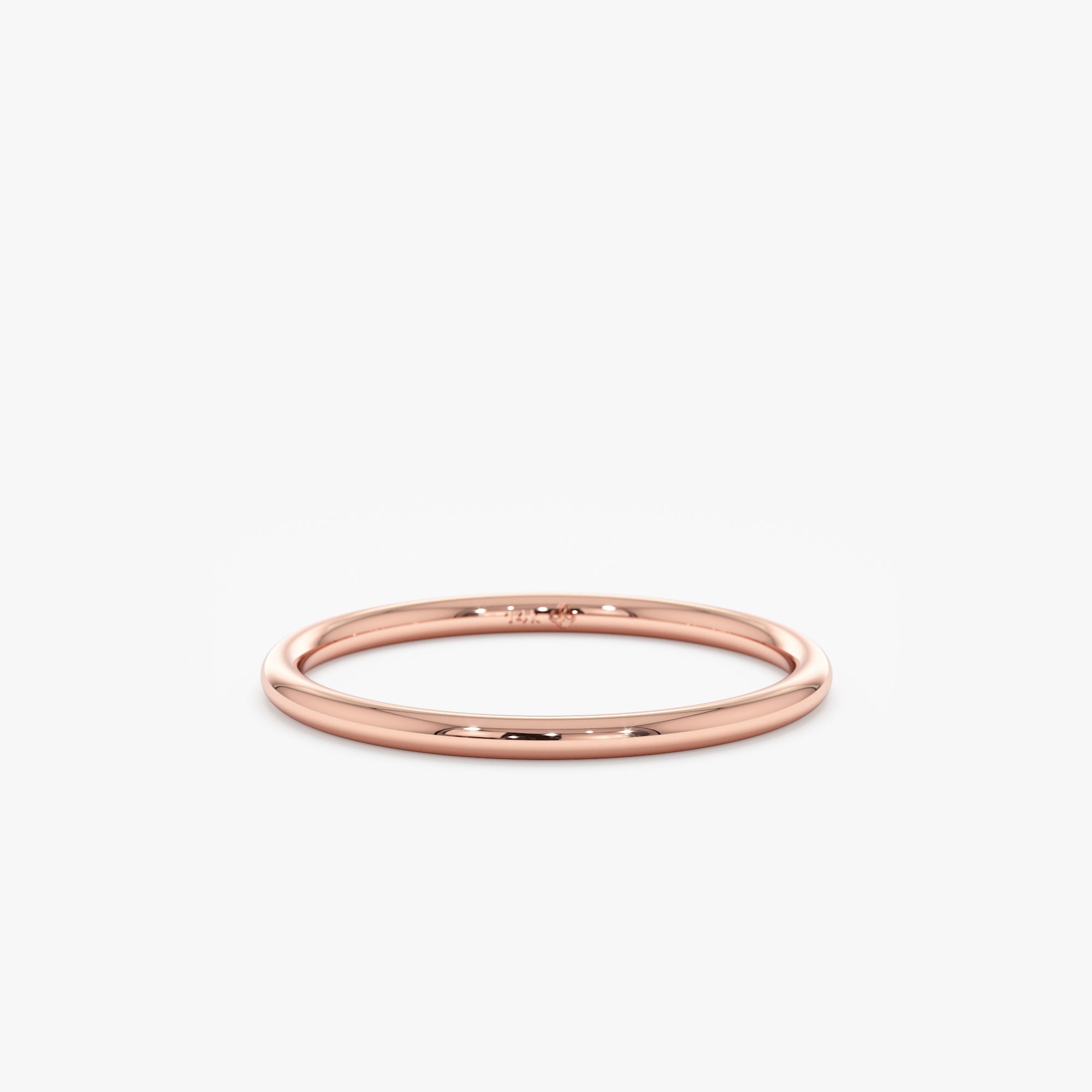 14K Gold Thin Plain Wedding Band, 1.2mm