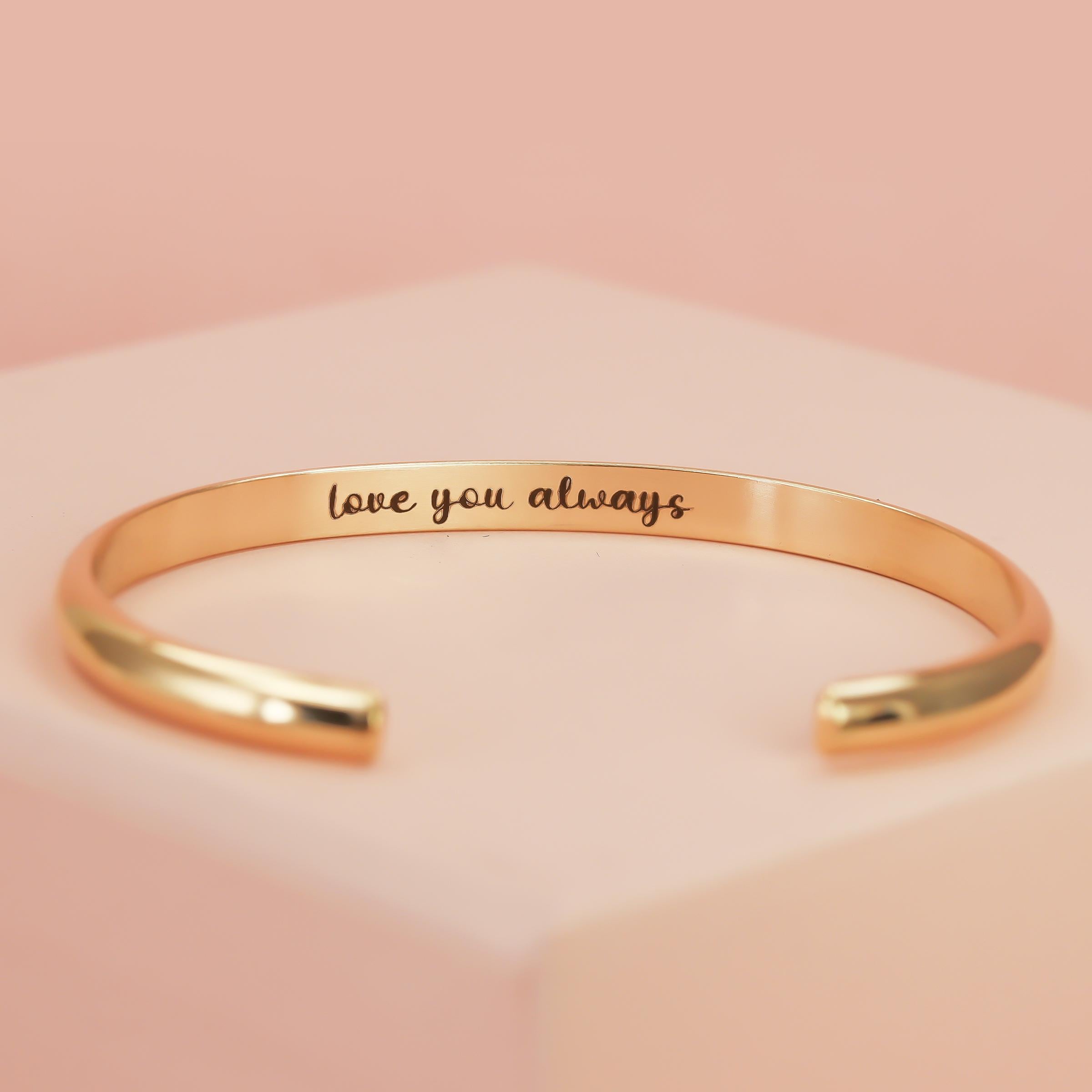 Personalized 4mm 14K Gold Fill Cuff Bracelet with Brushed Matte Finish
