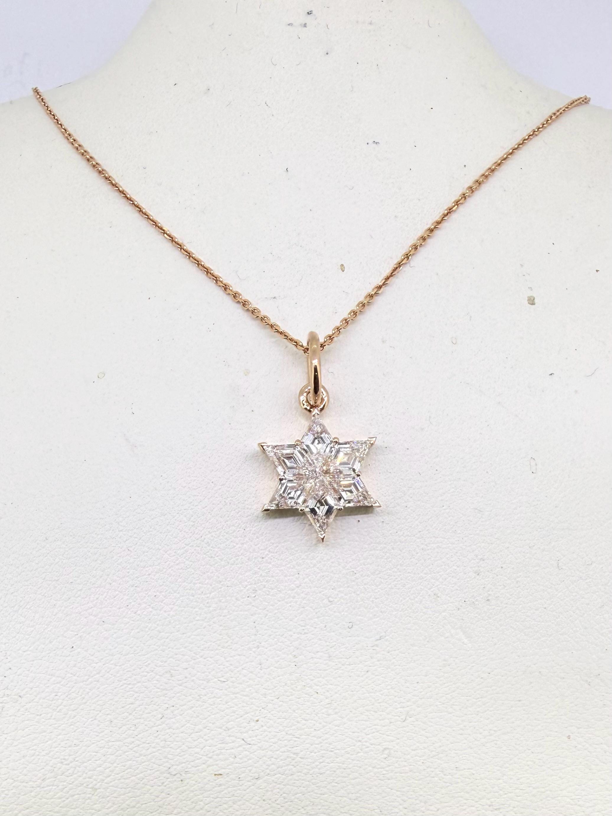 14K White Gold Star of David Pendant Necklace with 1.6 Carat Lab Grown Diamonds