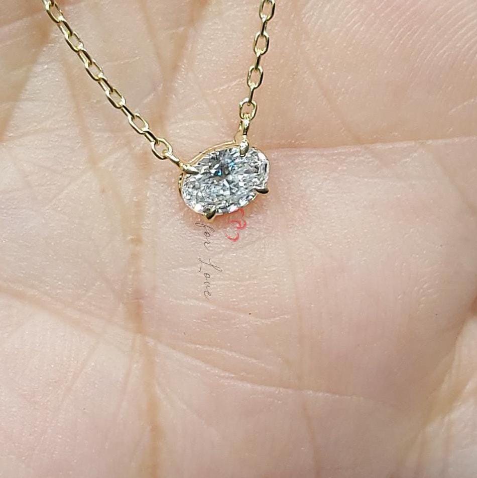 0.5ct Oval Diamond Necklace in 14K Yellow Gold