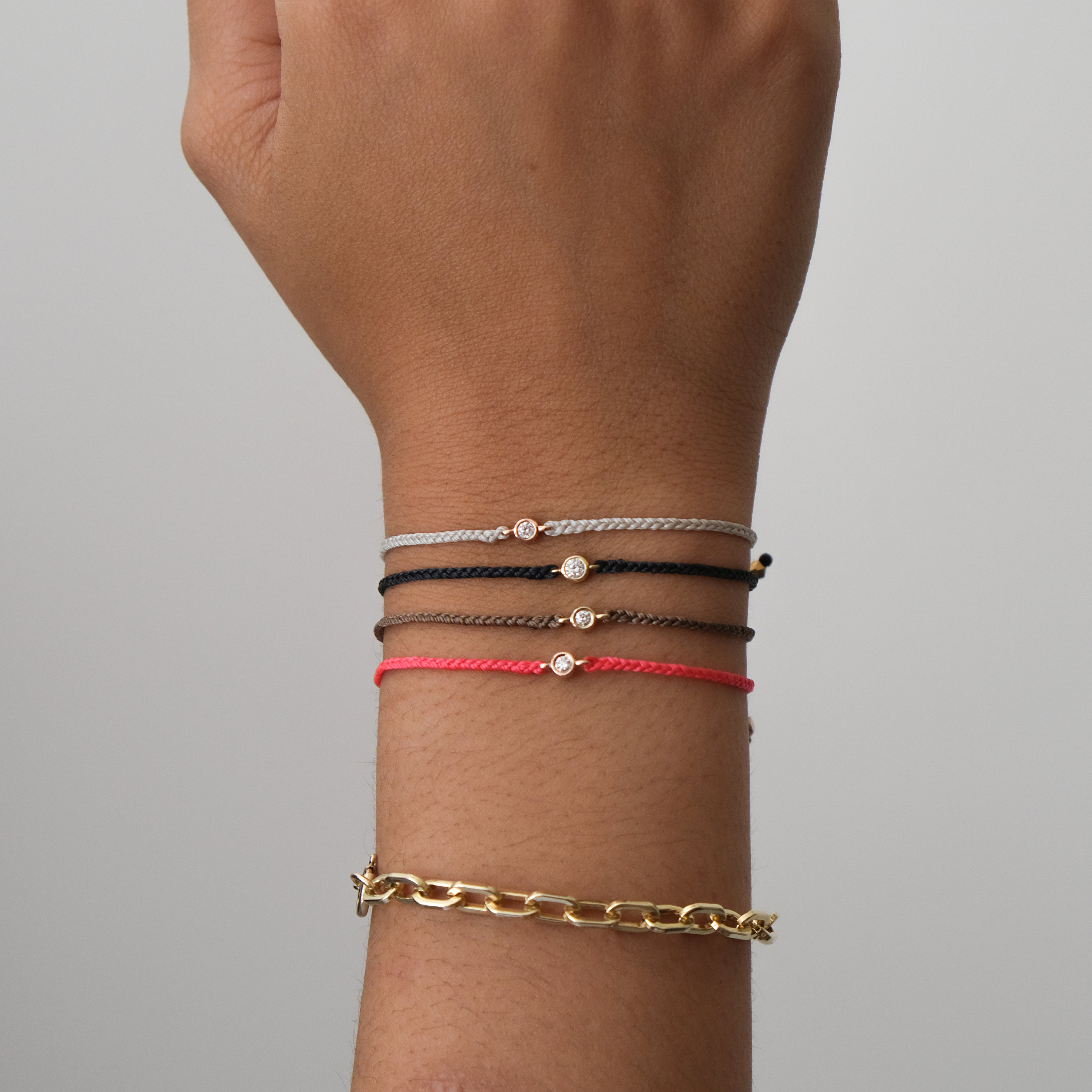 14K Gold Diamond Cord Bracelet with Water Resistant Nylon Cord