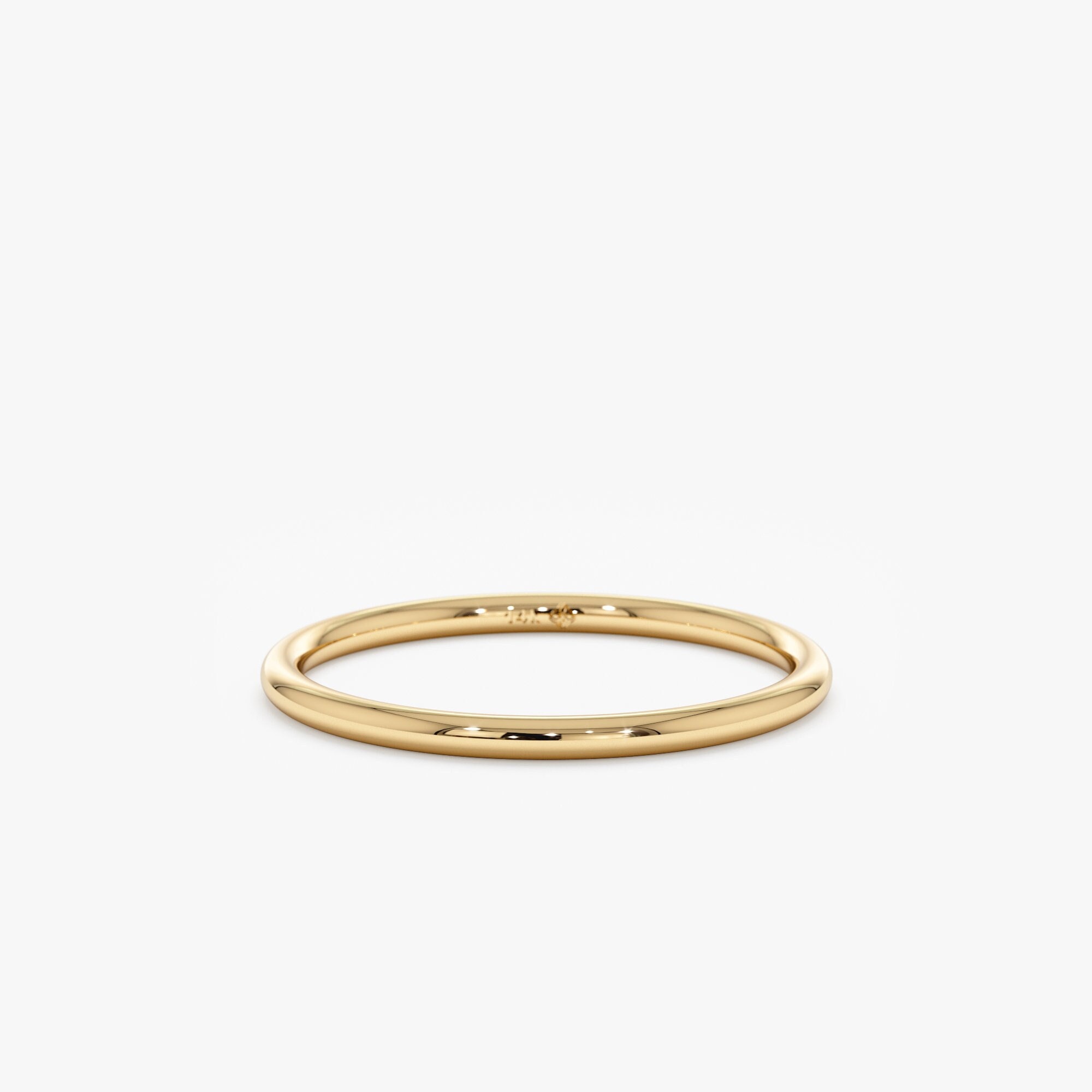 14K Gold Thin Plain Wedding Band, 1.2mm