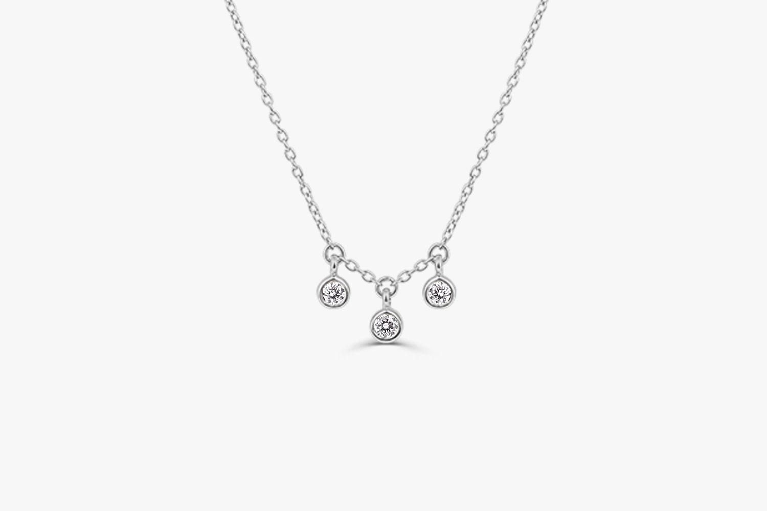 Dainty Diamond Choker Necklace in 14K Solid Gold with 3 Diamonds