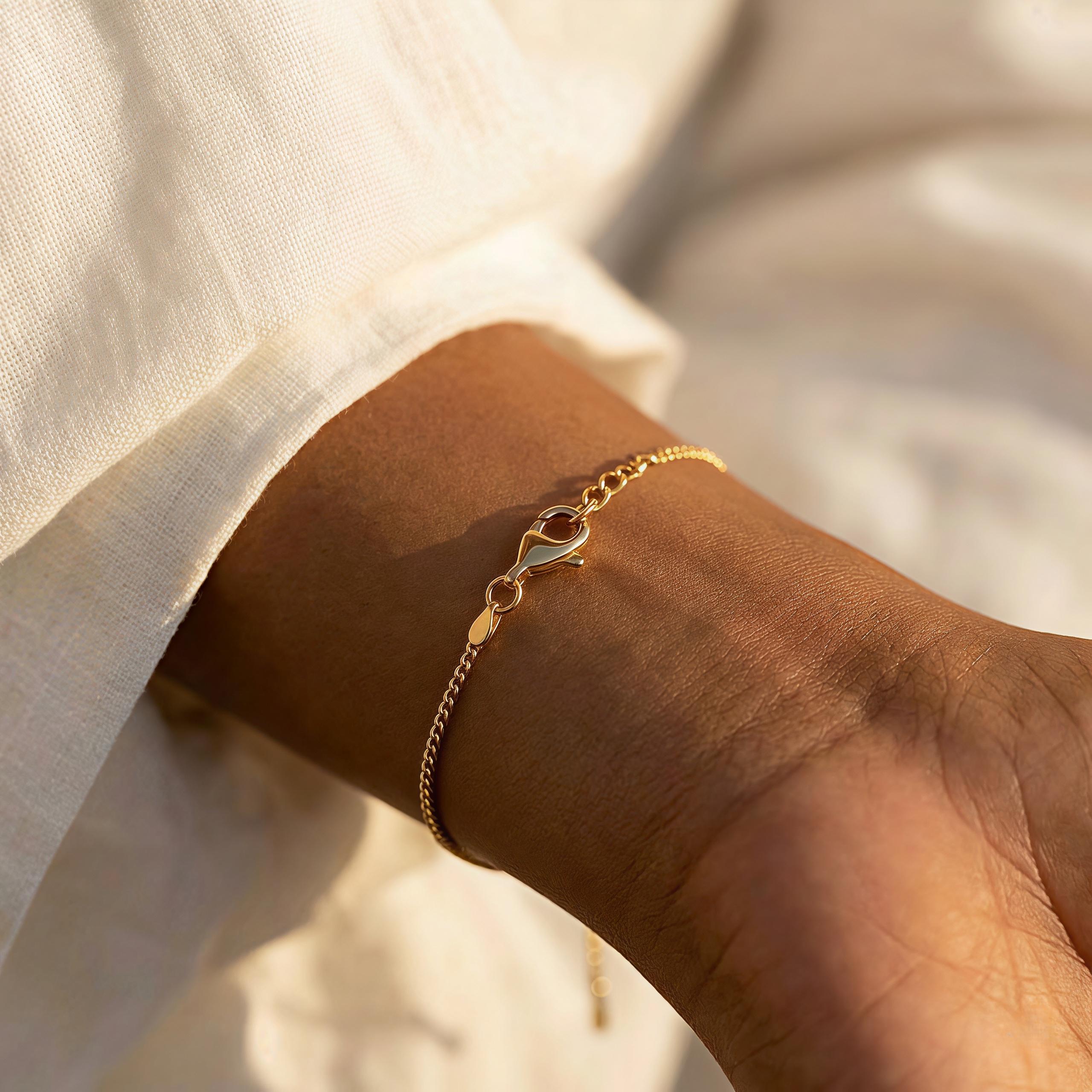 Waterproof Custom Name Bracelet in 18K Gold Plated Sterling Silver