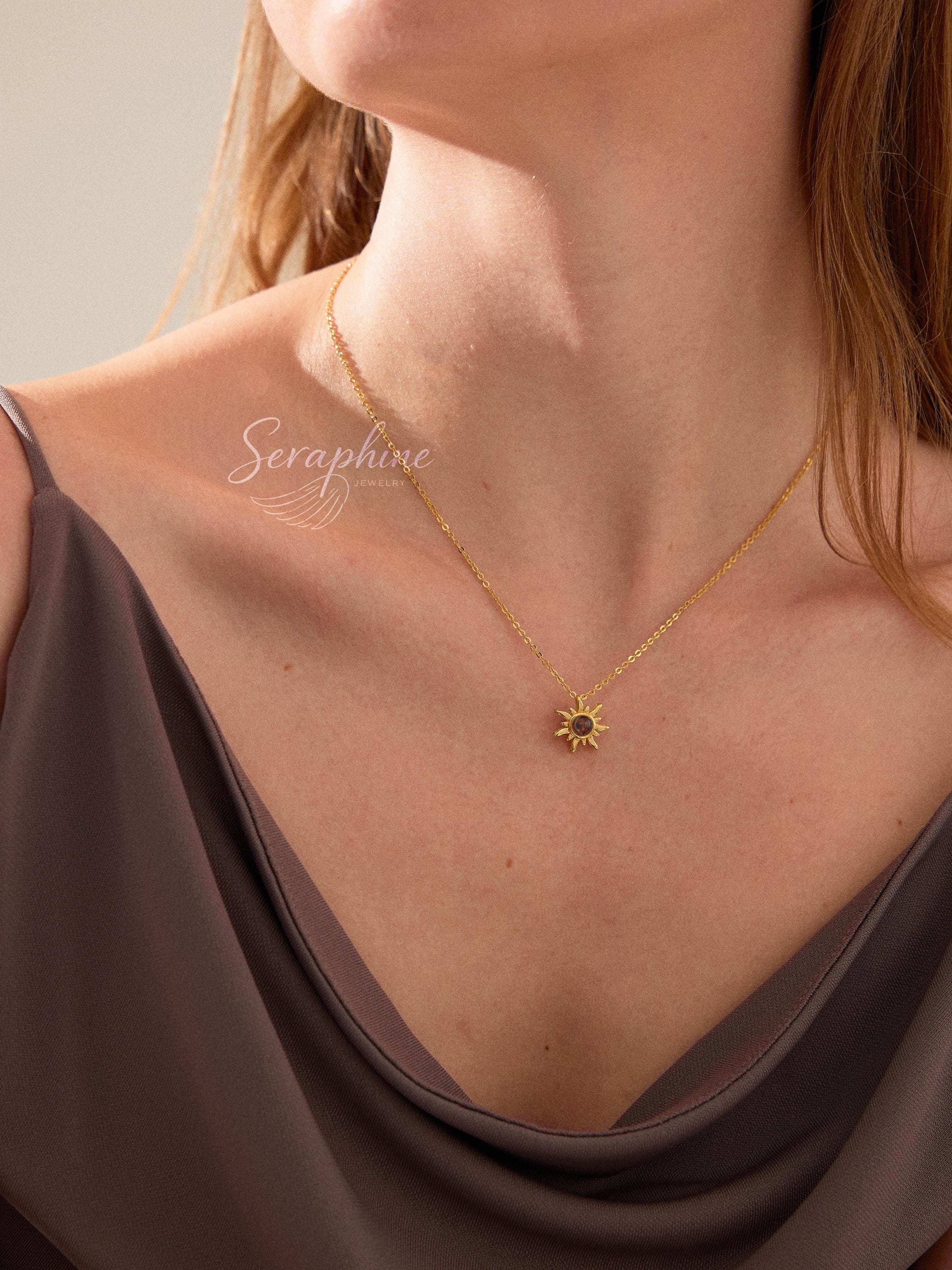 Sunflower Photo Projection Necklace with Hidden Picture