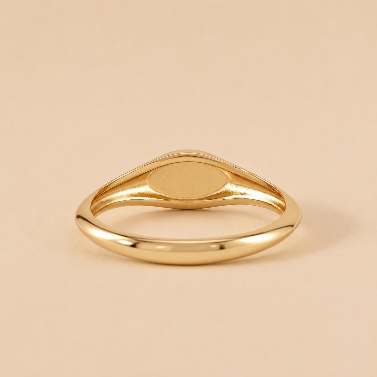 14K Solid Gold Oval Signet Ring With Custom Engraving