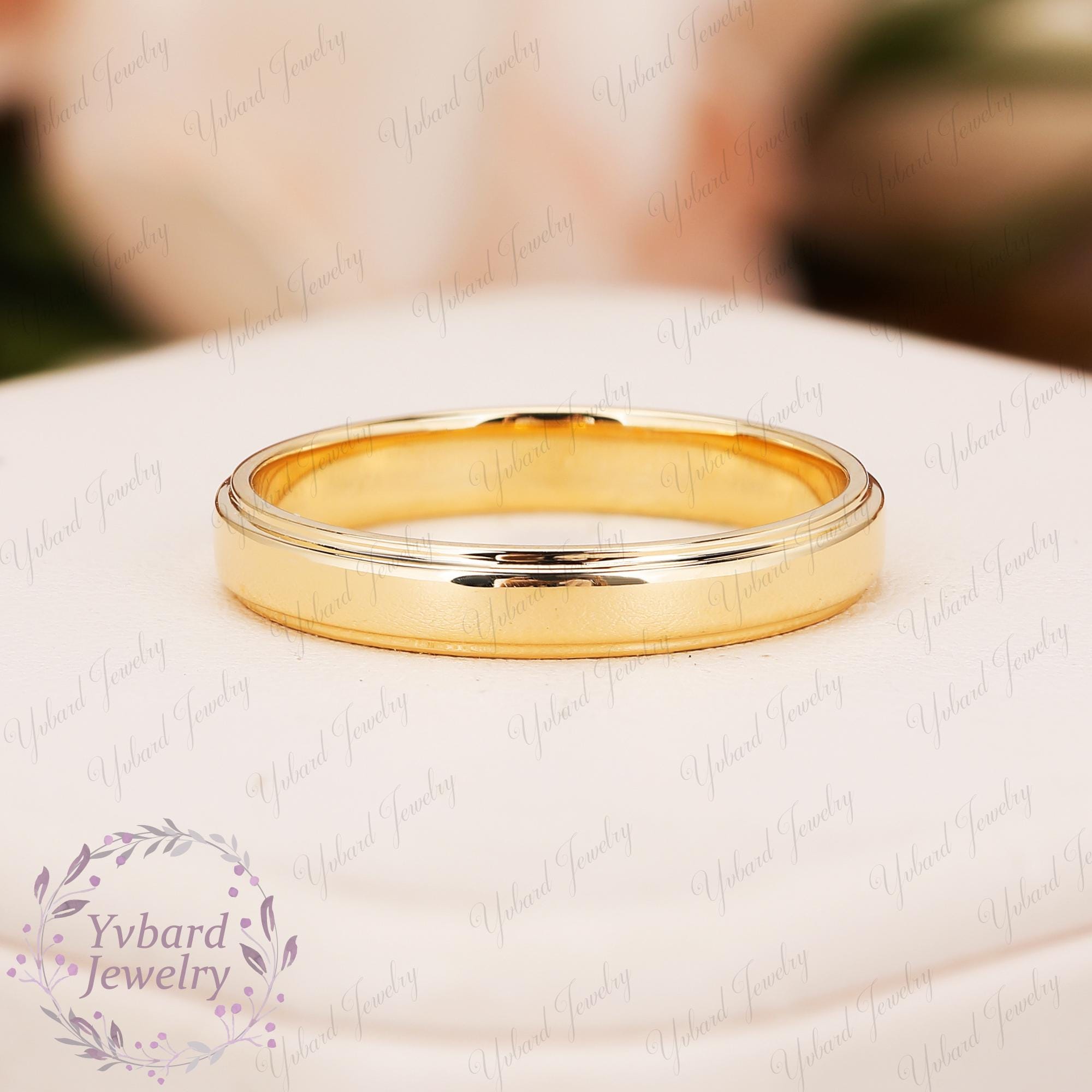 Solid Gold Comfort Fit Wedding Band in 10K 14K or 18K Yellow Gold