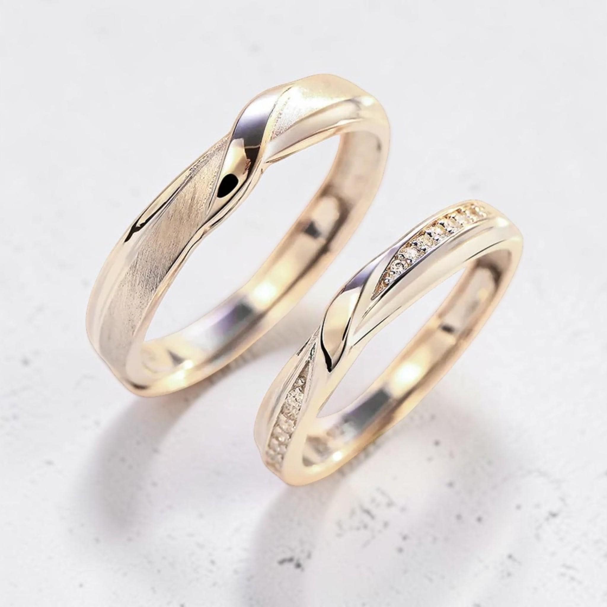 Adjustable Copper Couple Rings, Matching Twisted Promise Band Set