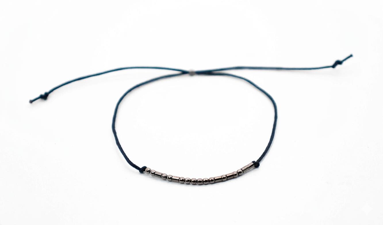 Personalized Morse Code Couple Bracelet Set in Sterling Silver and Gold