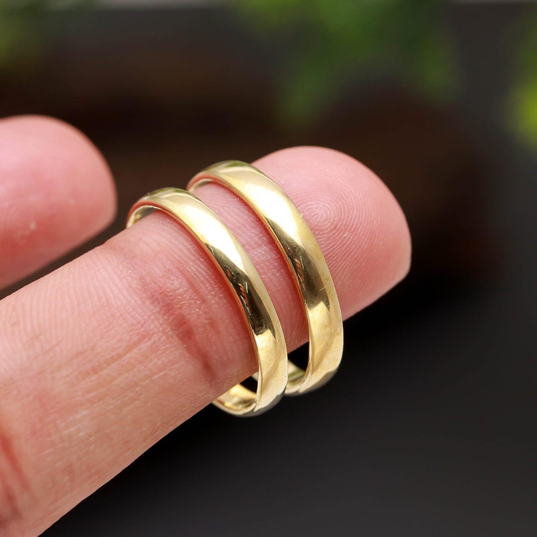 Handmade 18K Gold Couple Ring Set, Antique Style