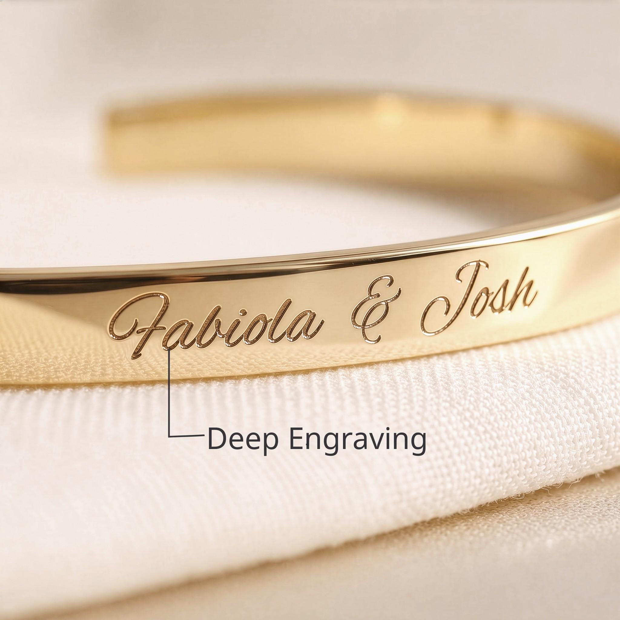 Personalized Engraved Gold Cuff Bracelet in 22K Gold Plate