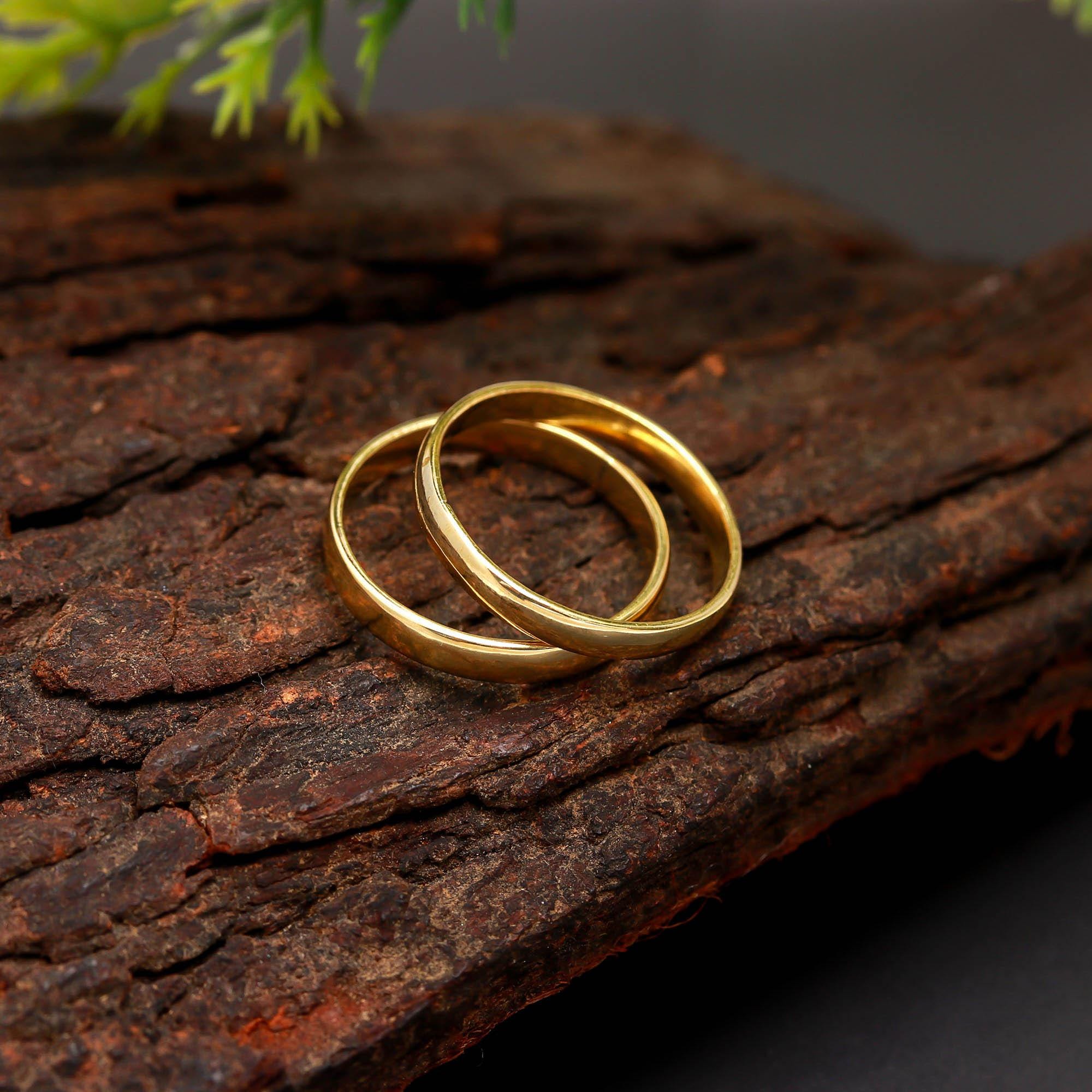 Handmade 18K Gold Couple Ring Set, Antique Style