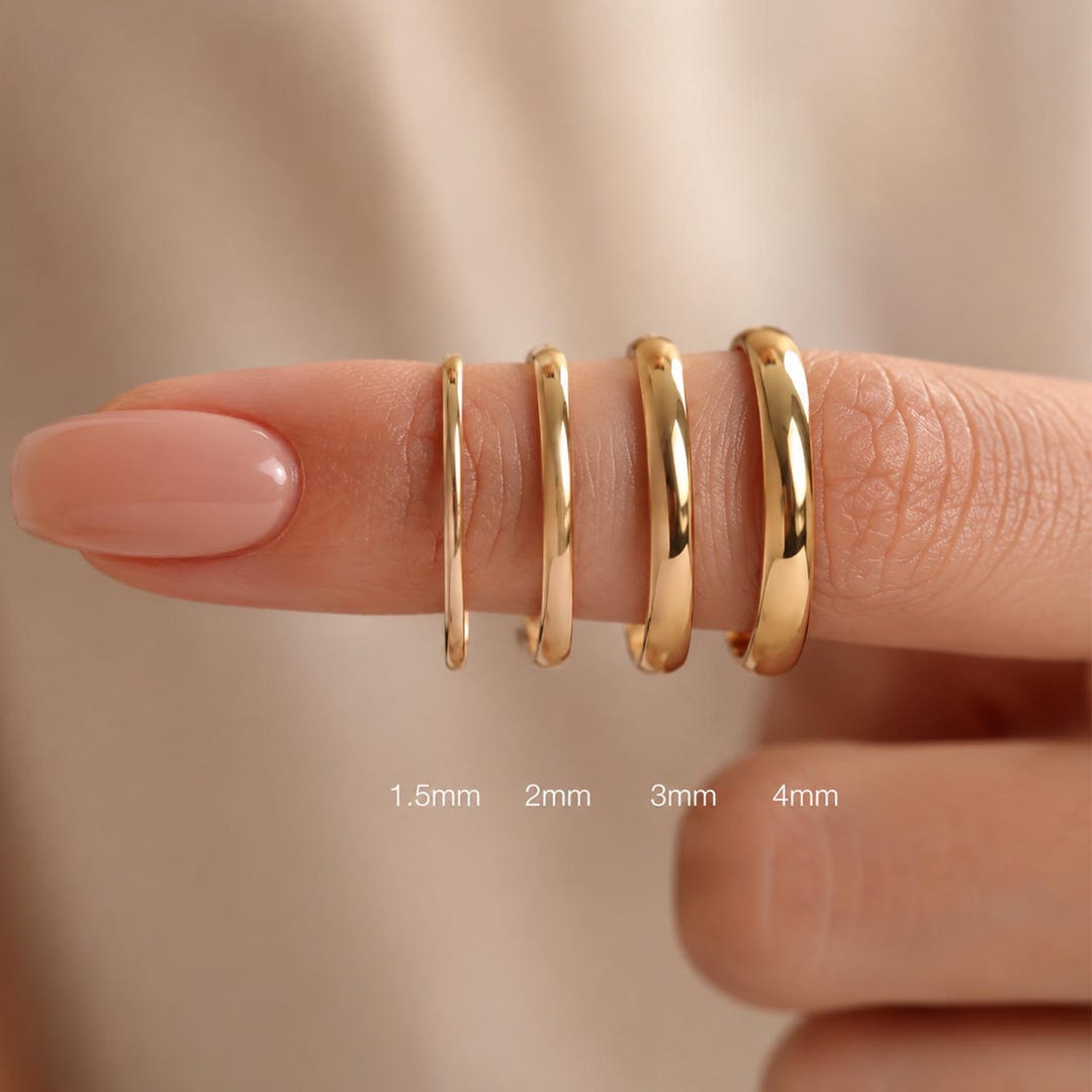 18K Gold Plated Minimalist Dome Ring for Women