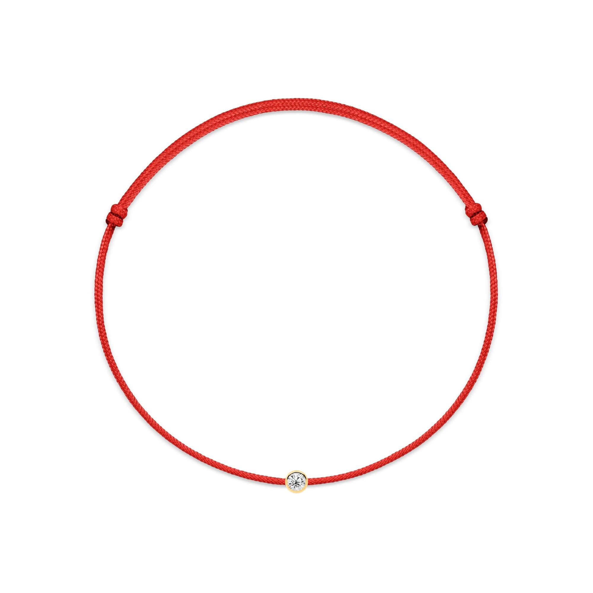 14K Solid Gold Diamond String Bracelet on Silk Thread