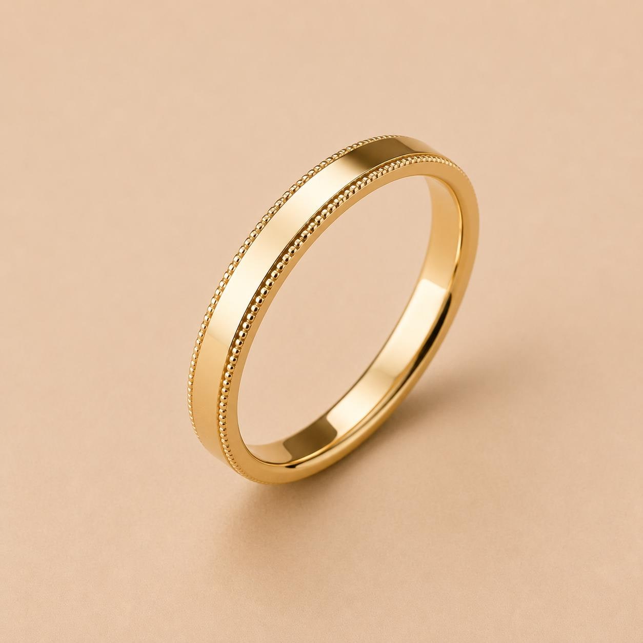 14K Solid Gold 2mm Milgrain Wedding Band