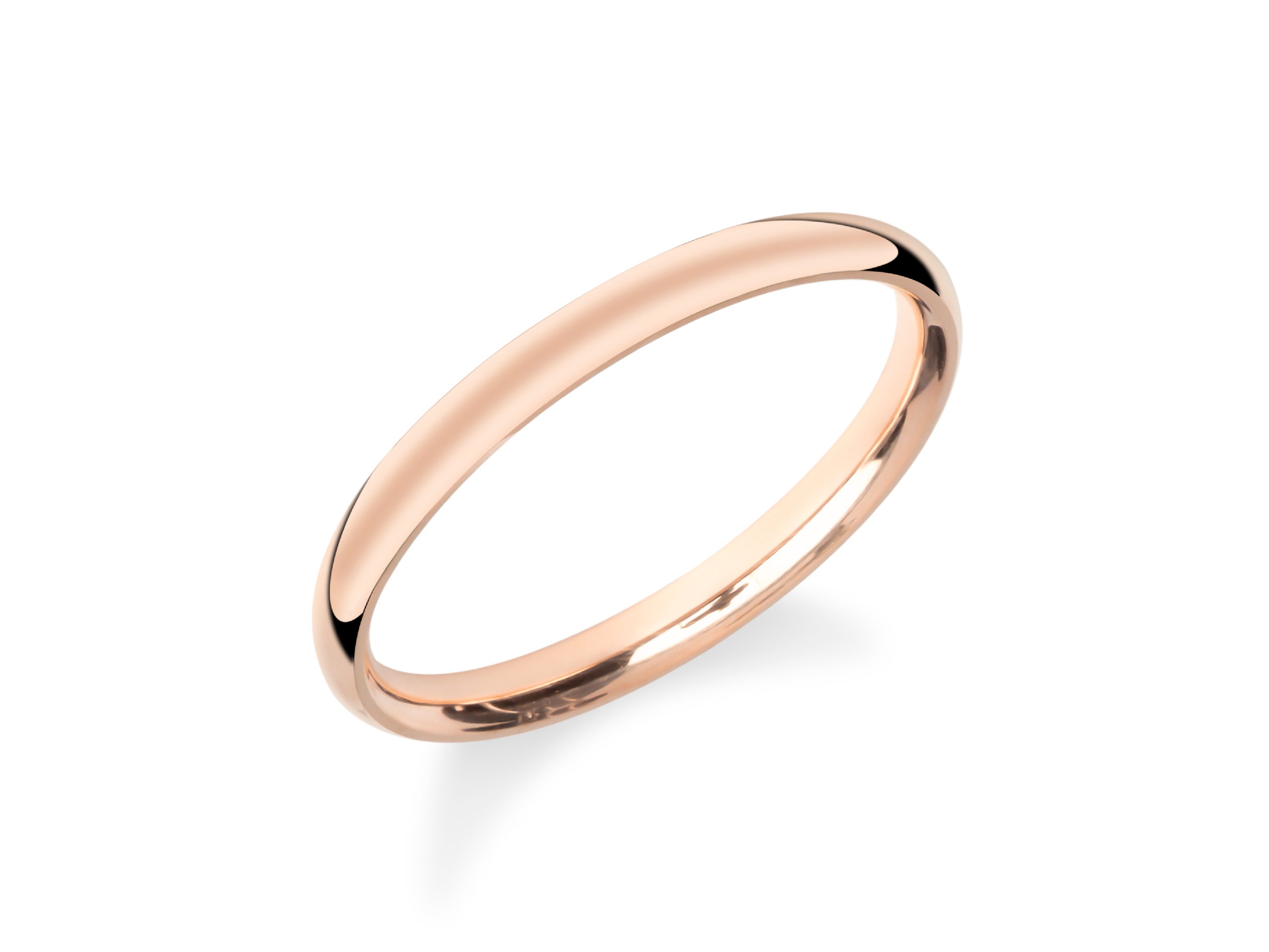 2mm Yellow Gold Dome Wedding Band with Polished Finish