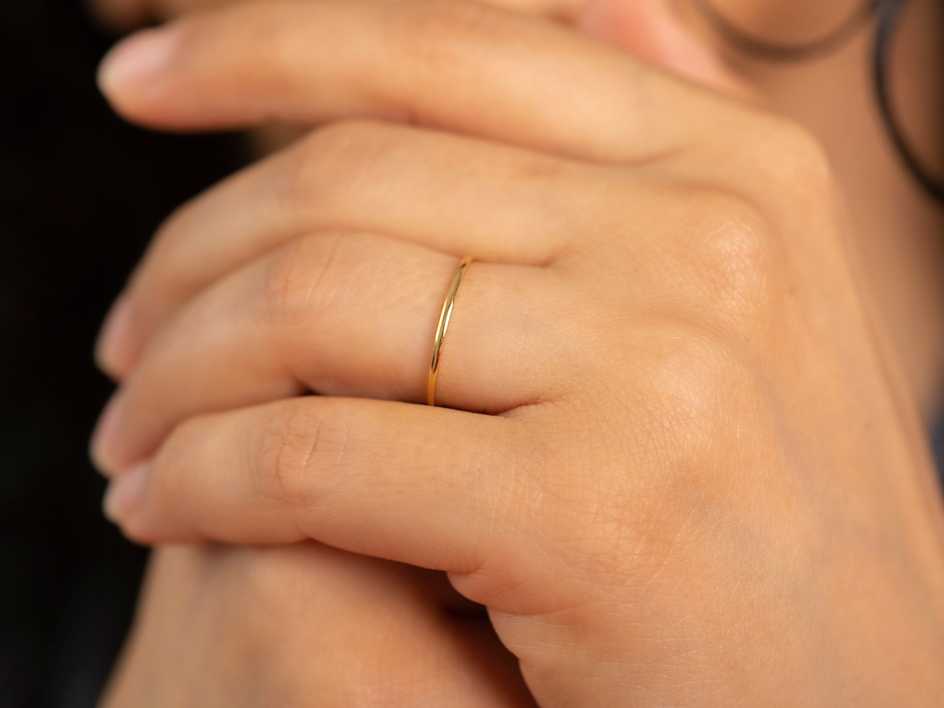 Solid Gold Thin Wedding Band, 1mm Minimalist Ring