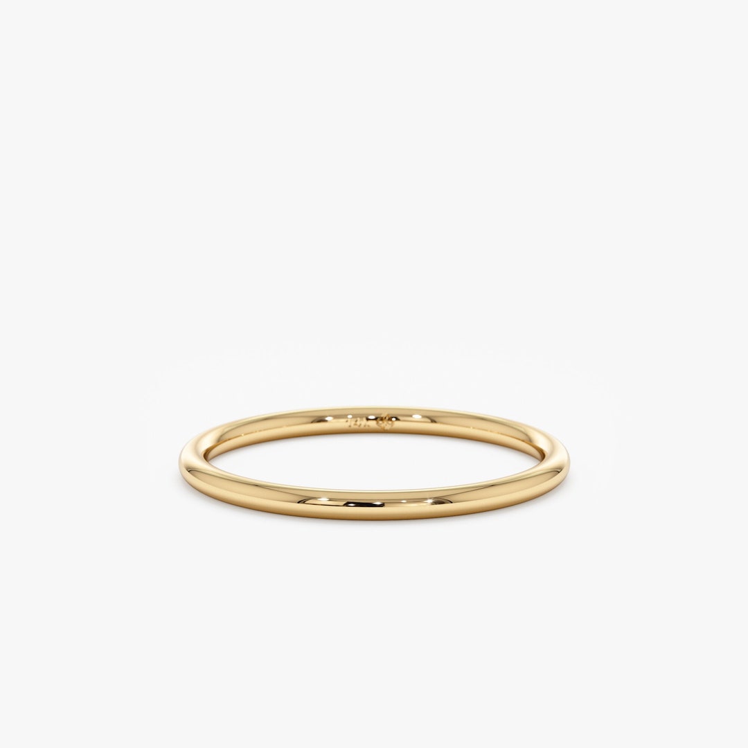 14K Gold Thin Plain Wedding Band, 1.2mm