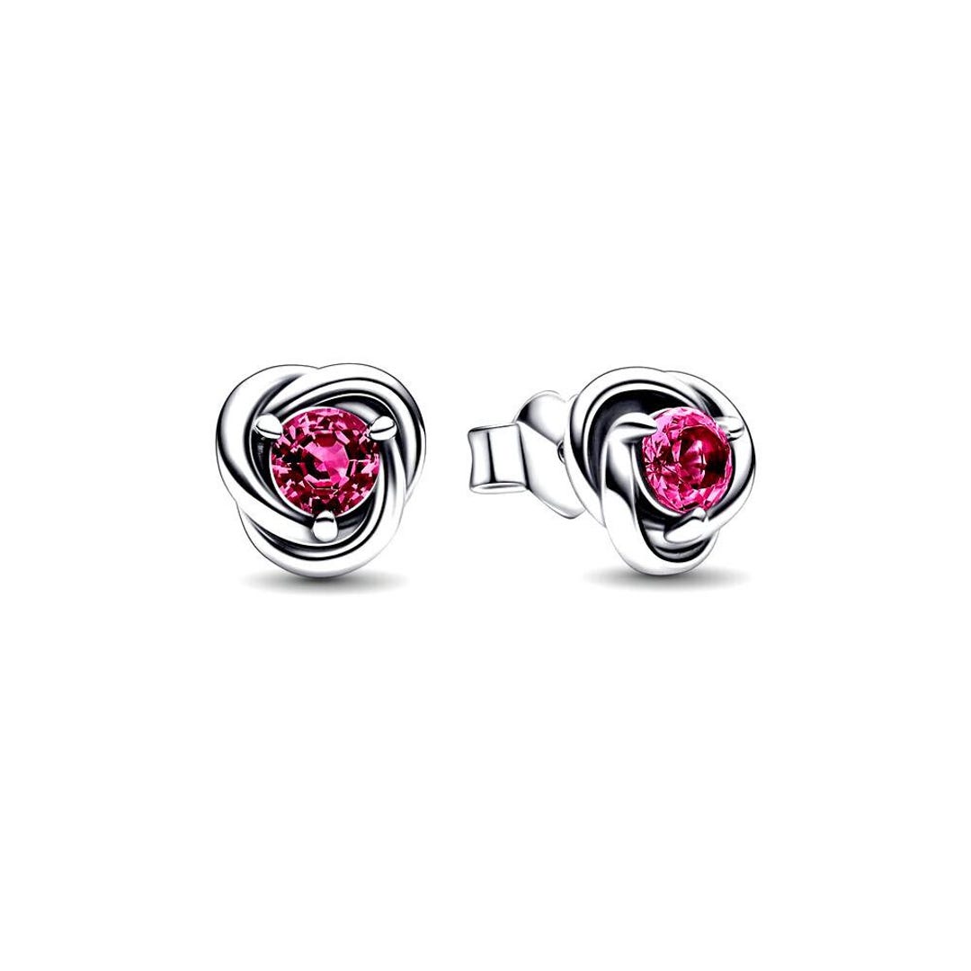 October Birthstone Eternity Circle Stud Earrings in S925 Sterling Silver