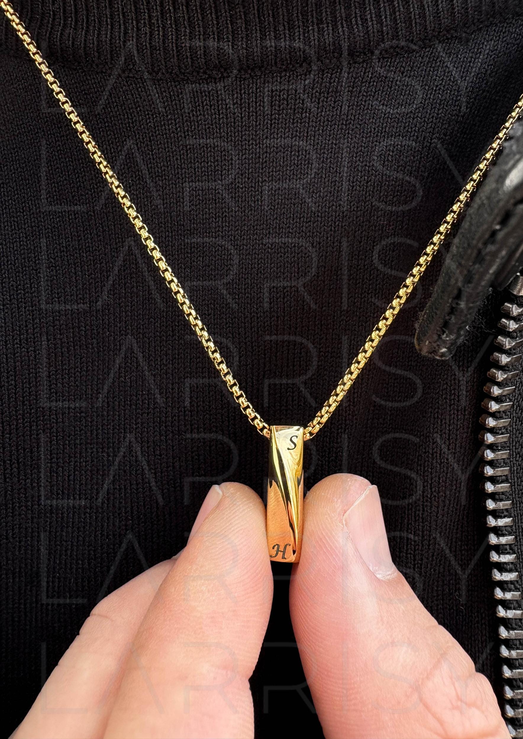 Custom Engraved Men's Bar Necklace in Stainless Steel with Hidden Engraving