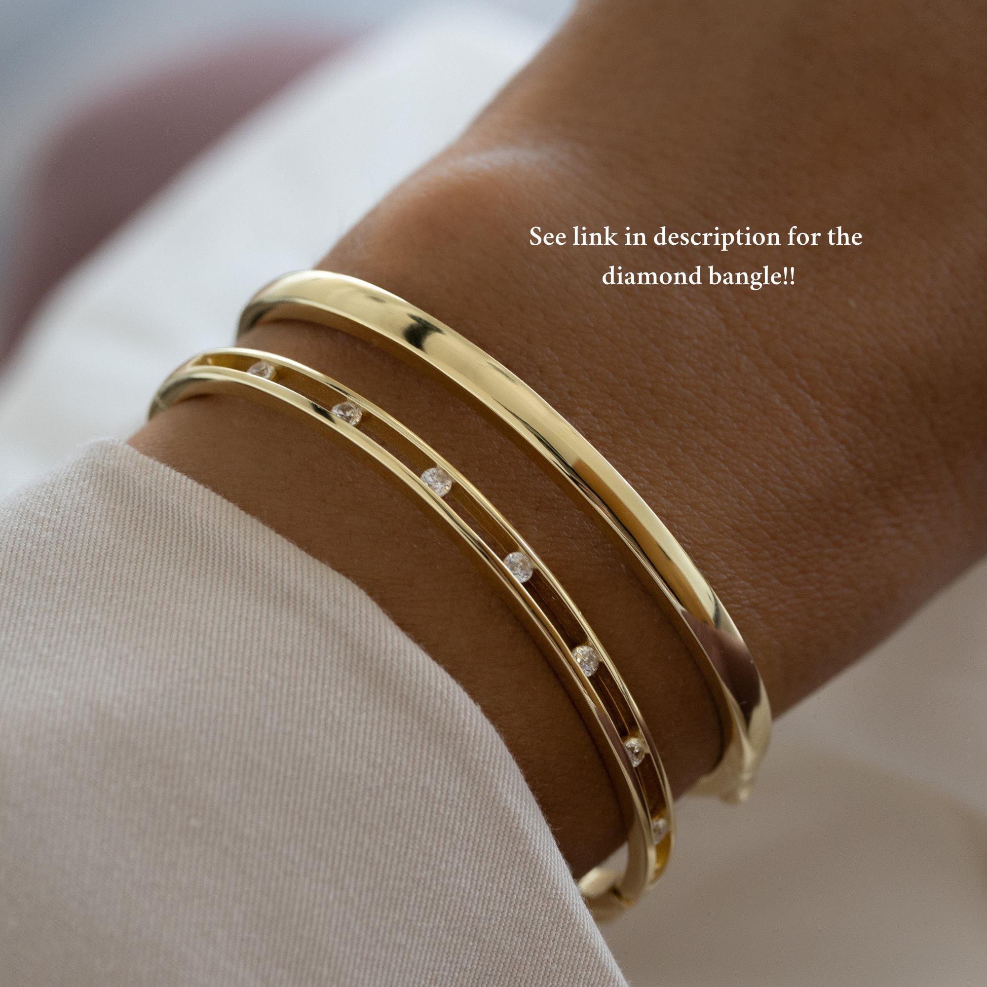 Gold Plated Bangle Bracelet with Thick 14K Finish
