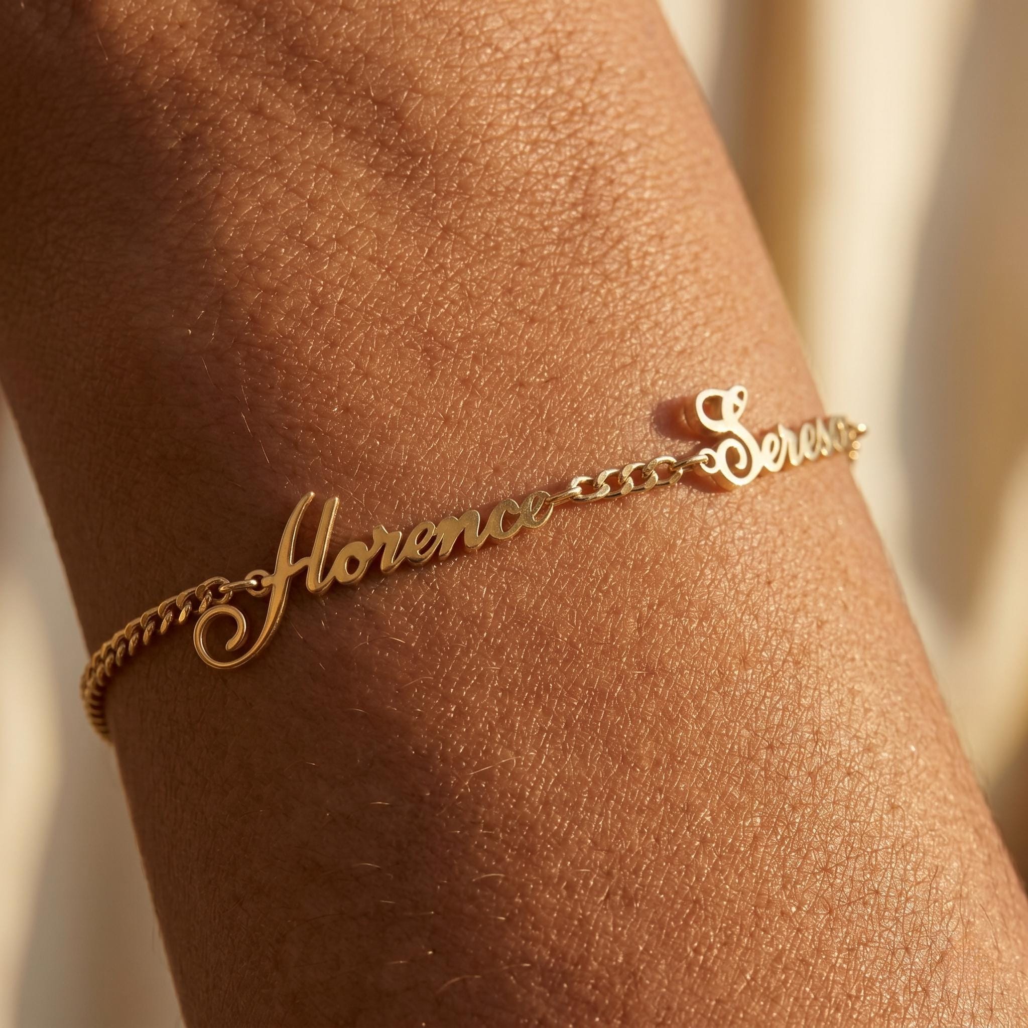 Gold Plated Multi Name Bracelet in Sterling Silver