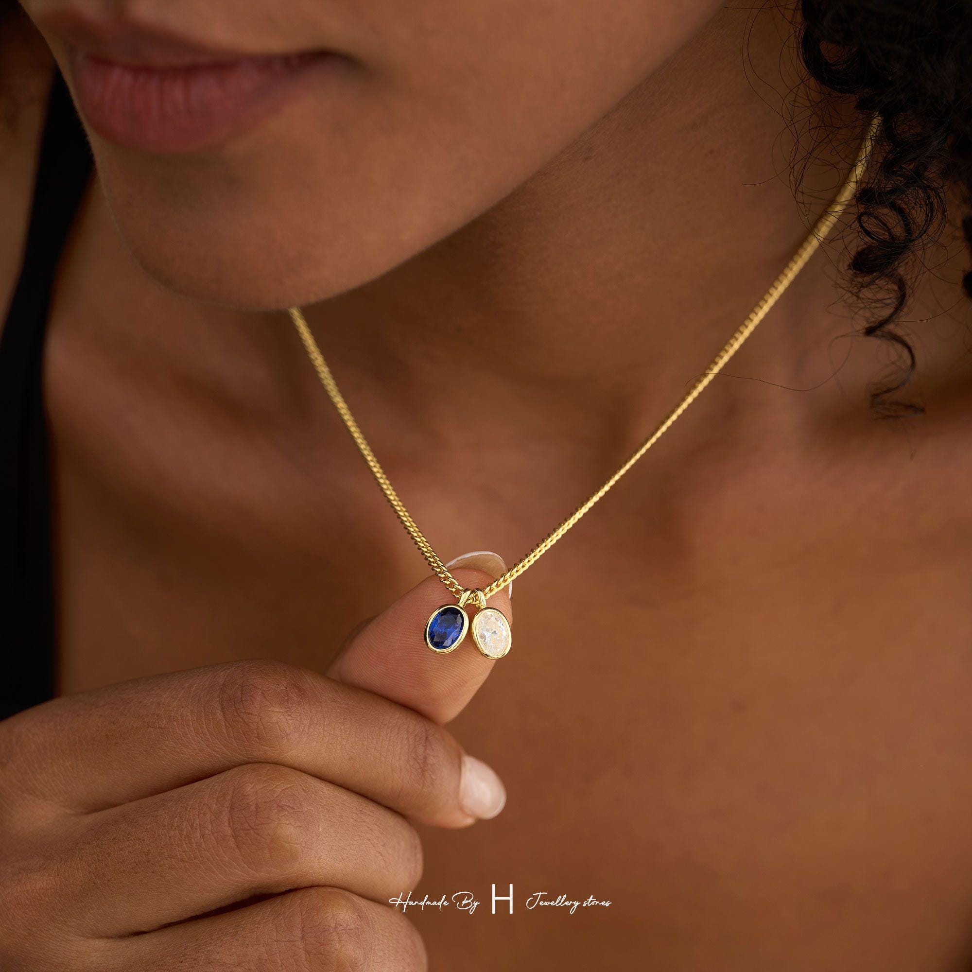 Custom Birthstone Necklace for Dad with Copper Pendant and Zircon Stone