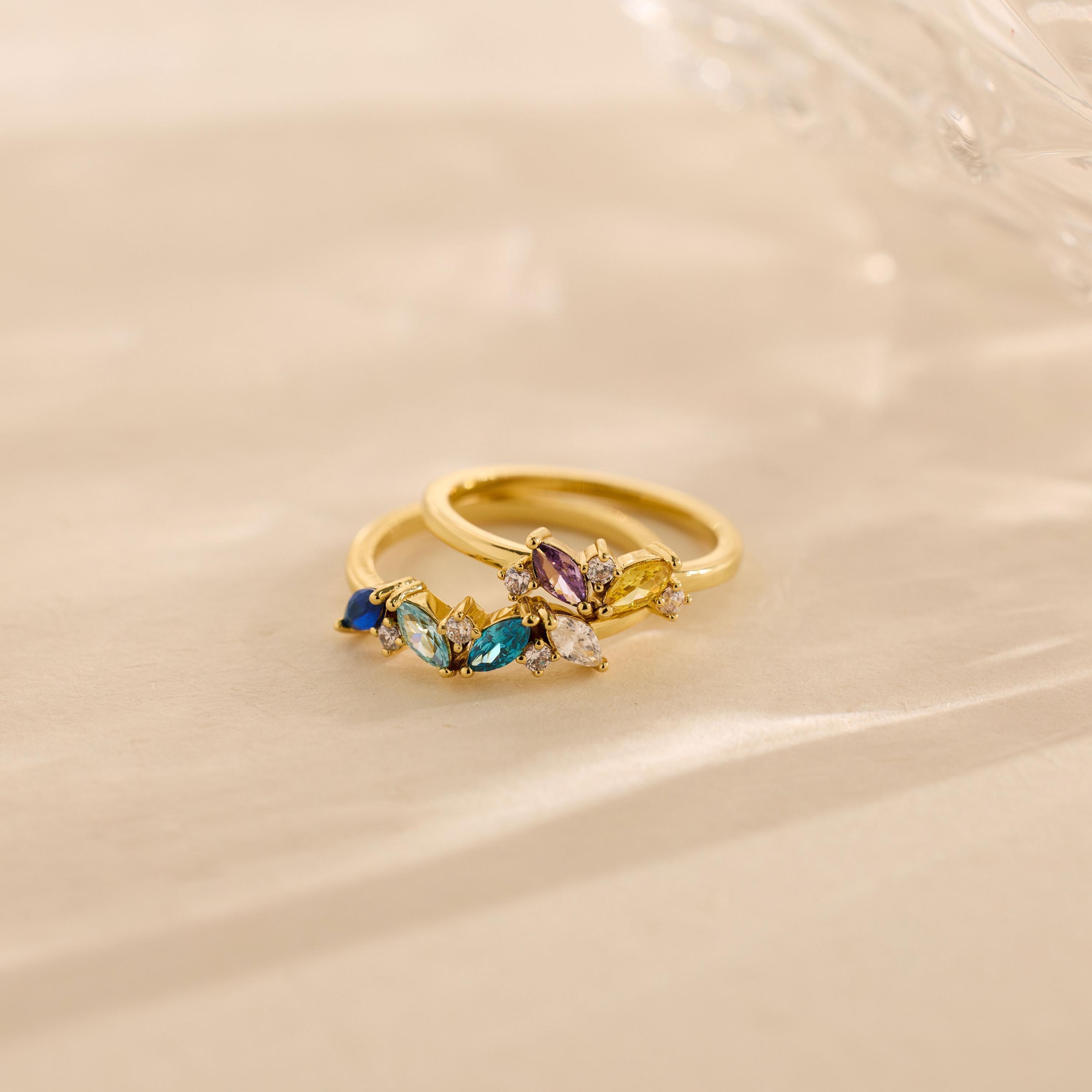 Custom Marquise Birthstone Cluster Ring