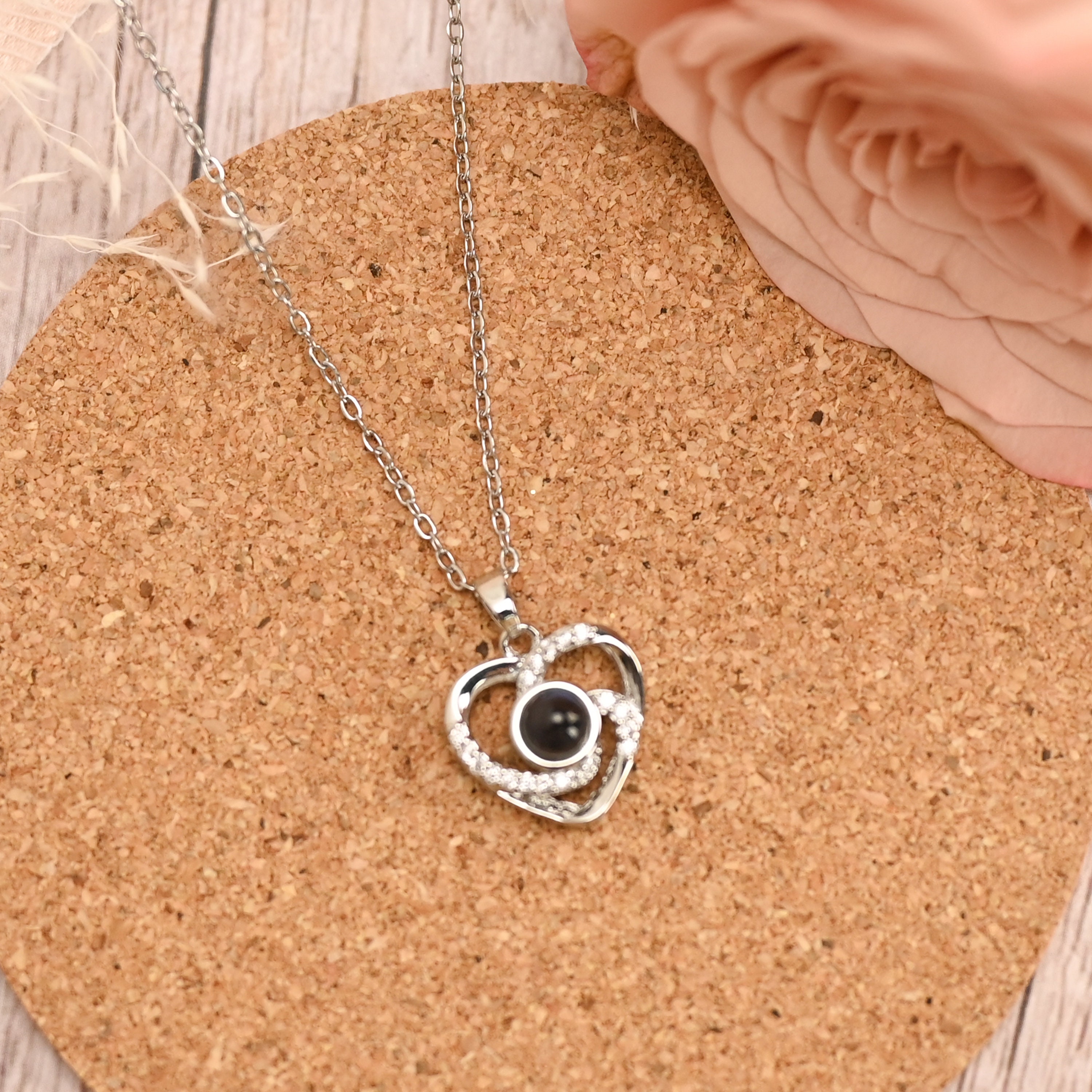 Custom Photo Projection Necklace in Solid Copper