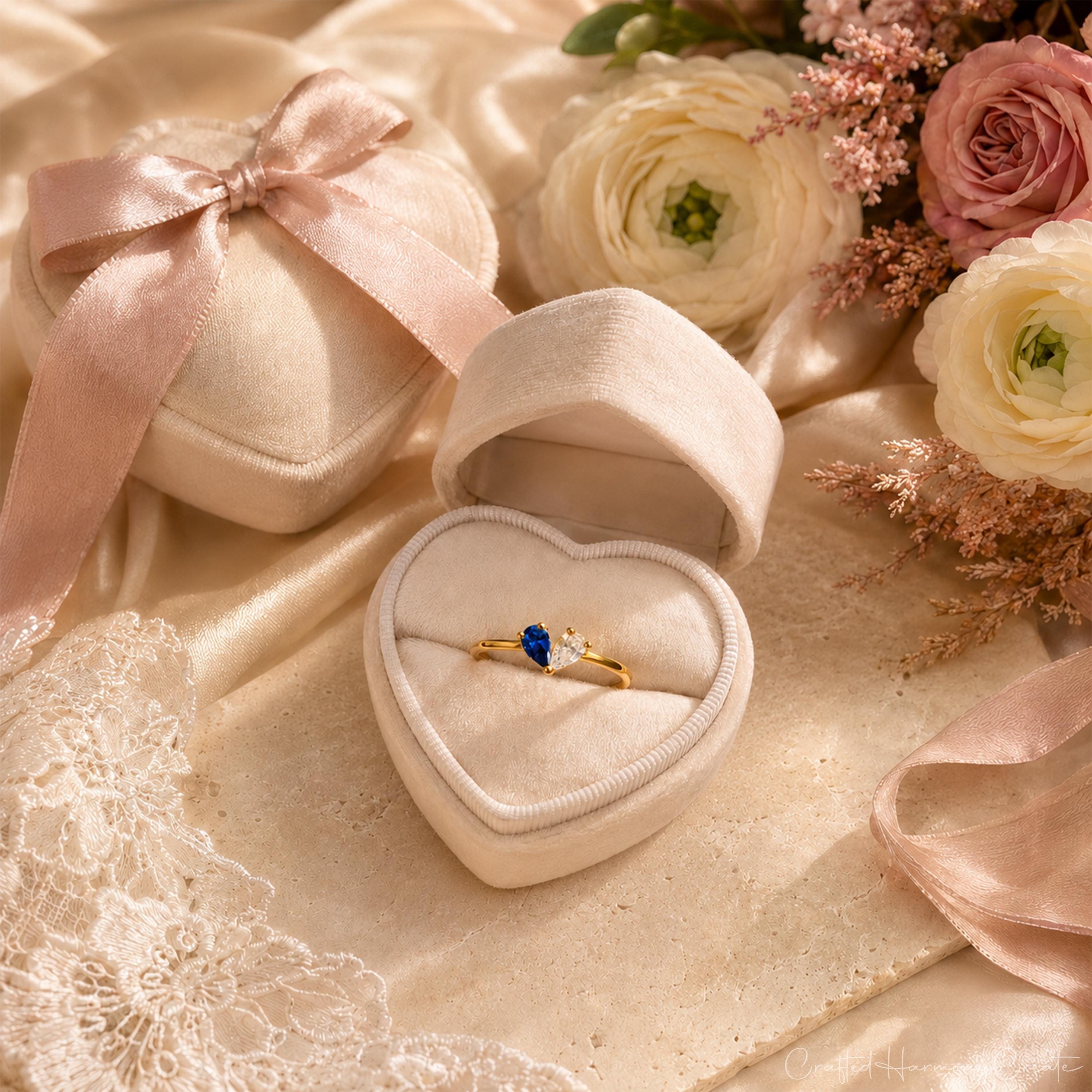 Personalized 3D Heart Birthstone Ring