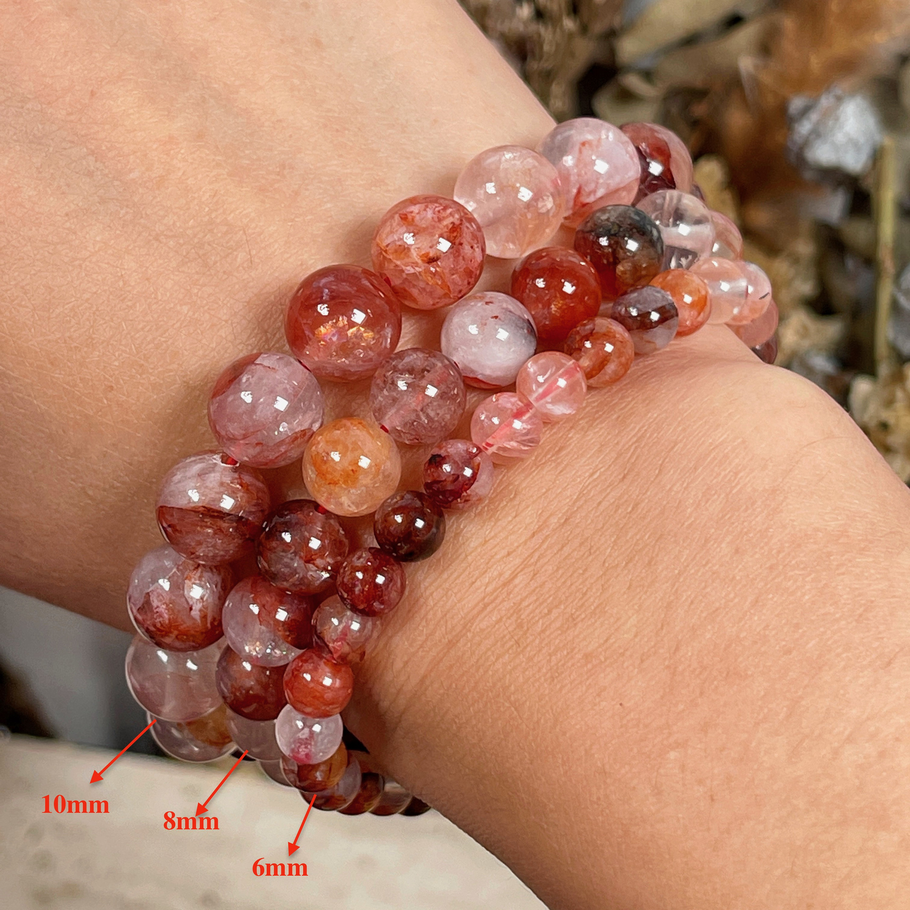 Handmade Natural Gemstone Beaded Bracelet, 6mm to 10mm