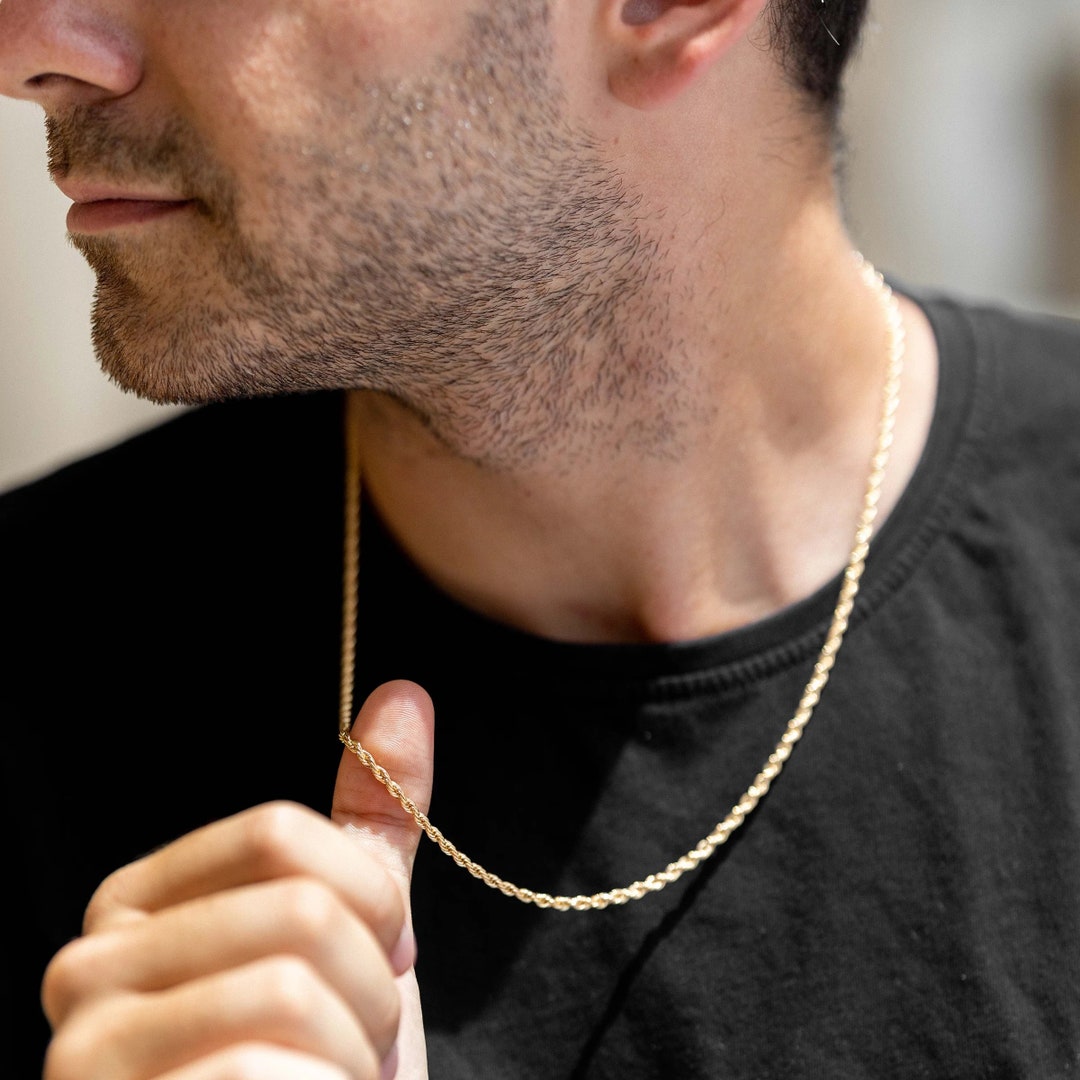 18K Gold Filled Men's Rope Chain Necklace in 3 mm Width